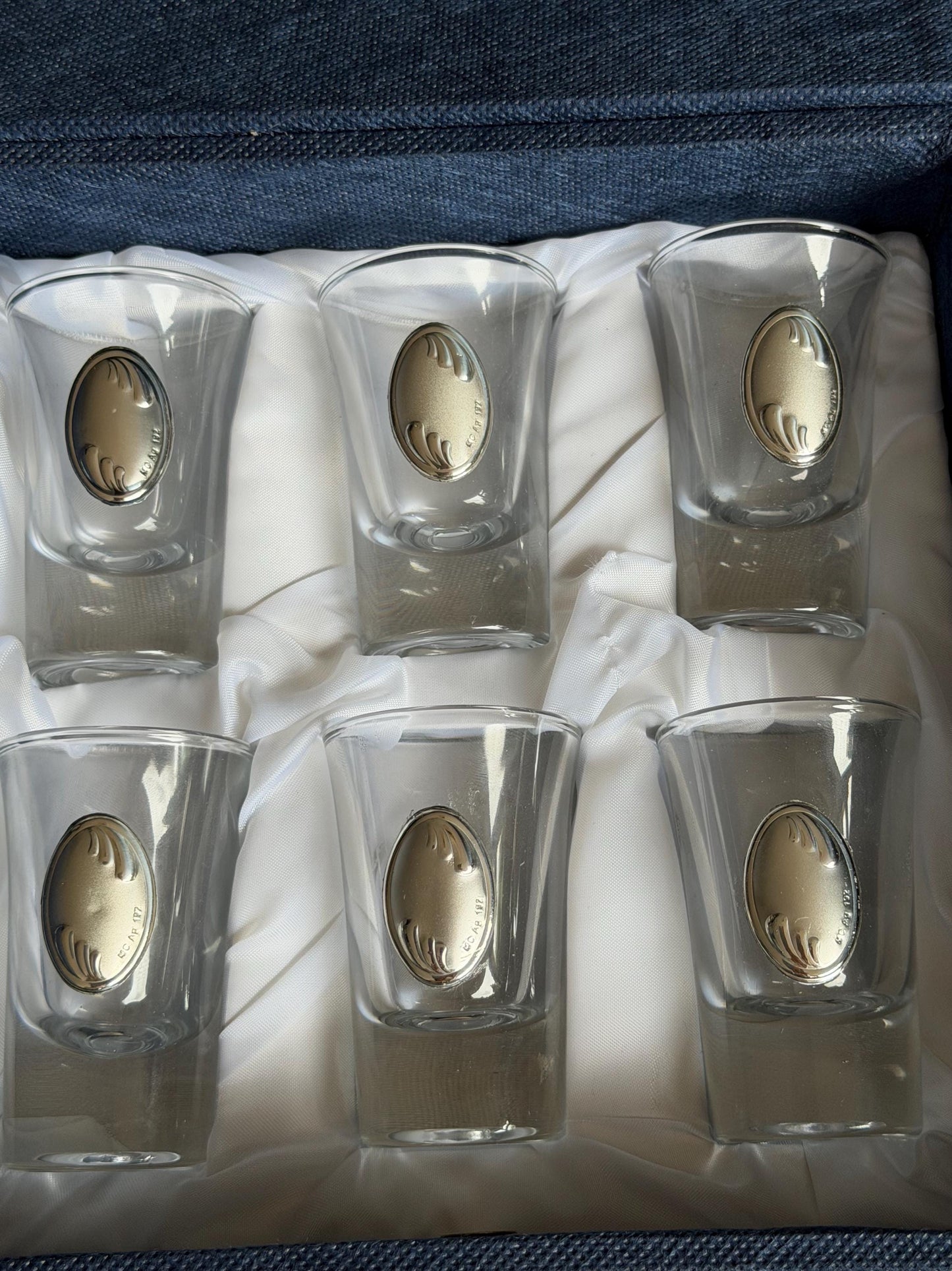 925 silver liquer  glasses, liquer crystal , vintage italy, with silver shield can be engraved, personalised limoncello ouzo raki