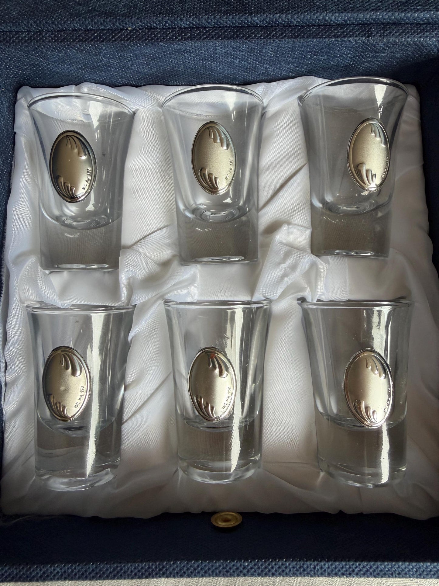 925 silver liquer  glasses, liquer crystal , vintage italy, with silver shield can be engraved, personalised limoncello ouzo raki