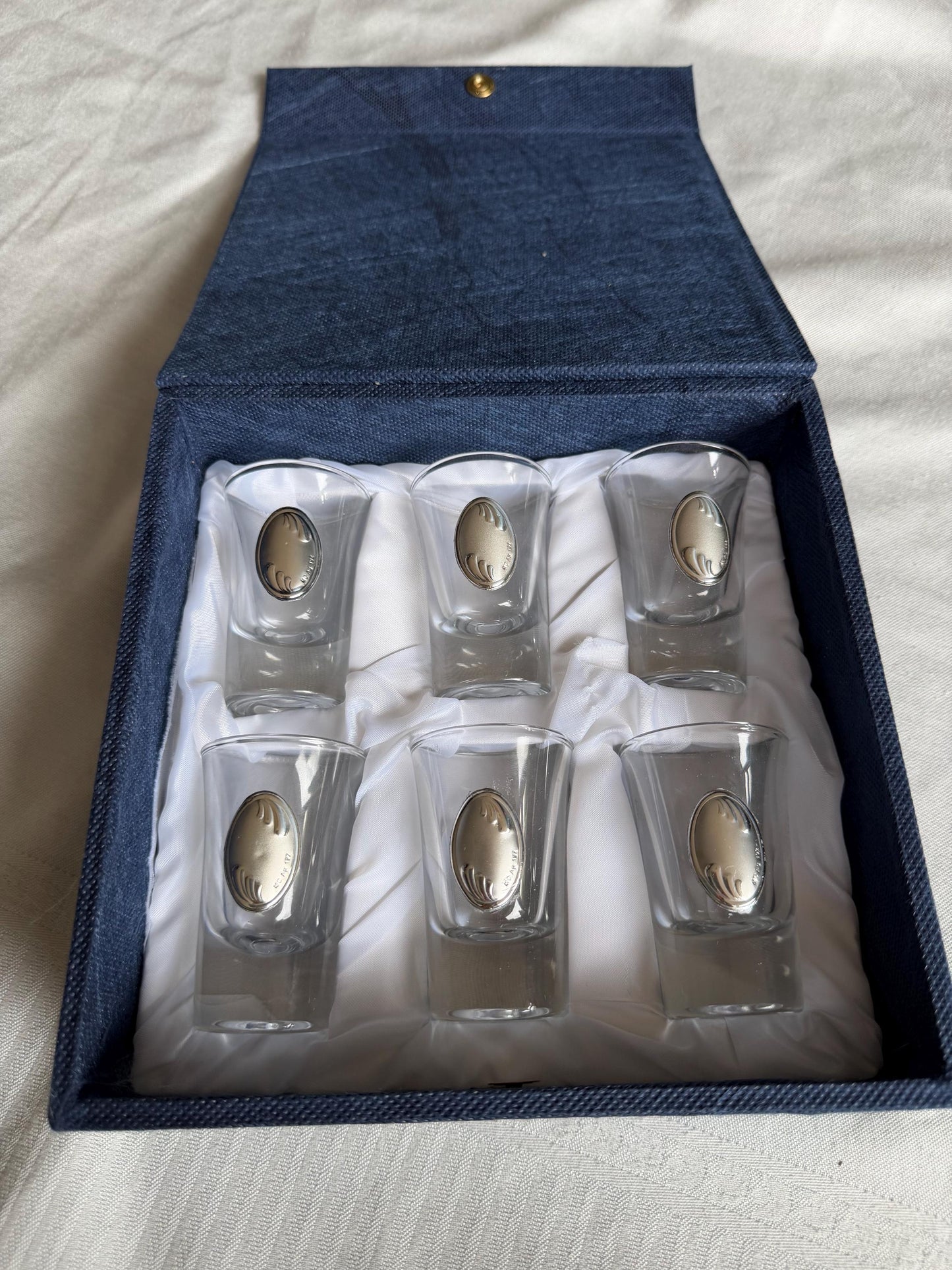 925 silver liquer  glasses, liquer crystal , vintage italy, with silver shield can be engraved, personalised limoncello ouzo raki