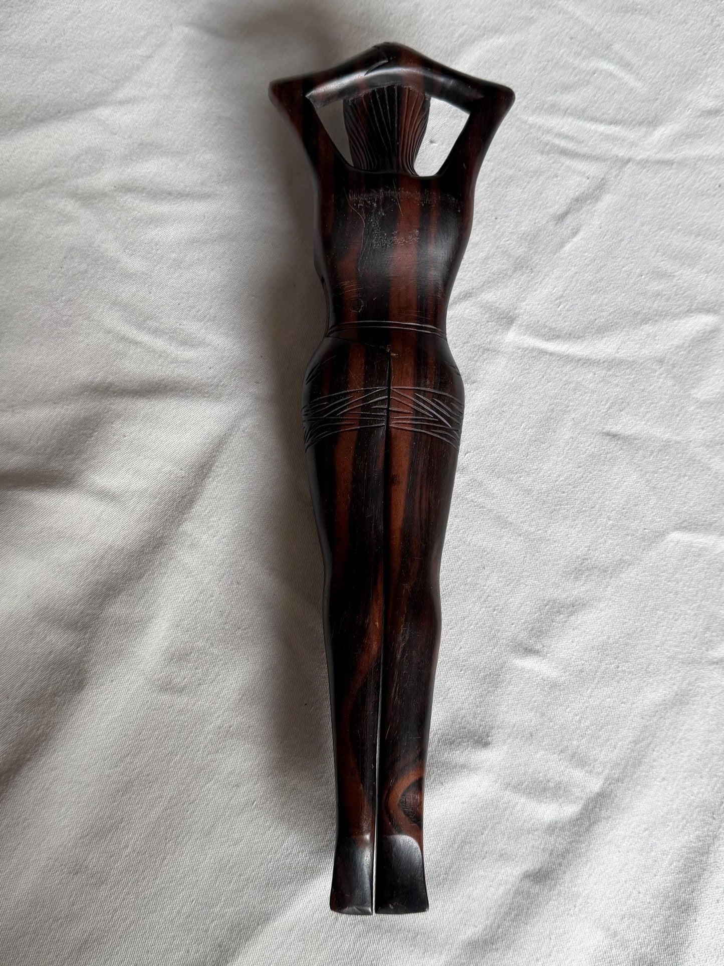African Ebony Wood Nutcracker – Hand Carved Female Figure – 34 cm – Vintage notenkraker woman legs