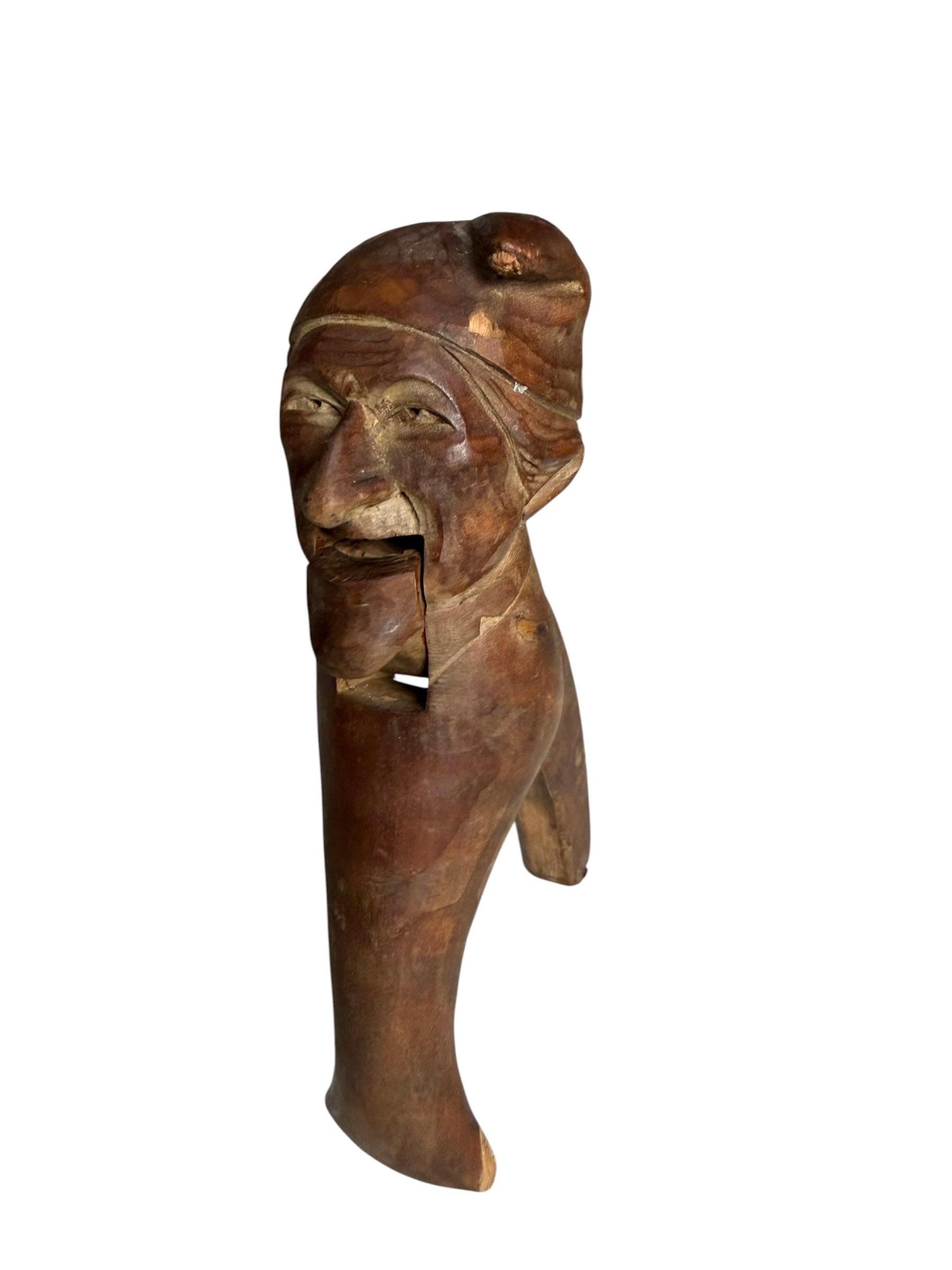 Mid-Century Erzgebirge Wooden Nutcracker – Hand Carved Folk Art – Early Tourism Piece – Bearded Man