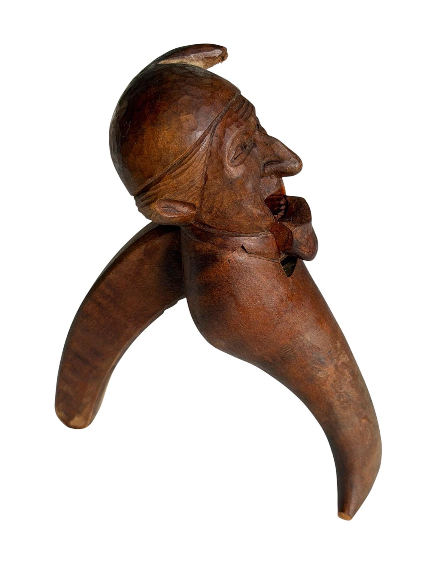 Mid-Century Erzgebirge Wooden Nutcracker – Hand Carved Folk Art – Early Tourism Piece – Bearded Man