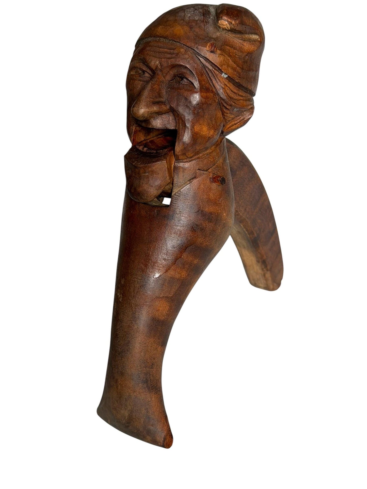 Mid-Century Erzgebirge Wooden Nutcracker – Hand Carved Folk Art – Early Tourism Piece – Bearded Man