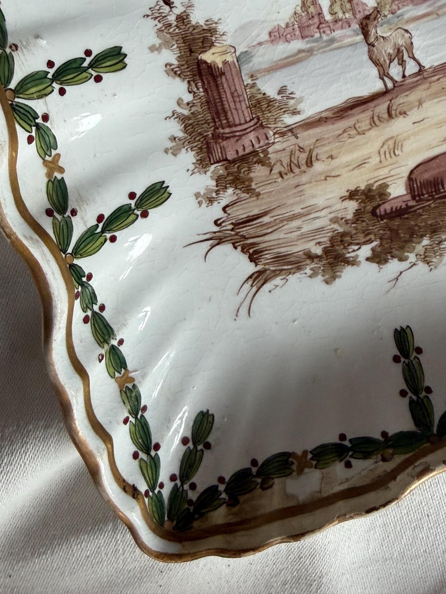 19th Century French Faience Dish – Faït Parmoy Gilot – Scenic Decor plate antique