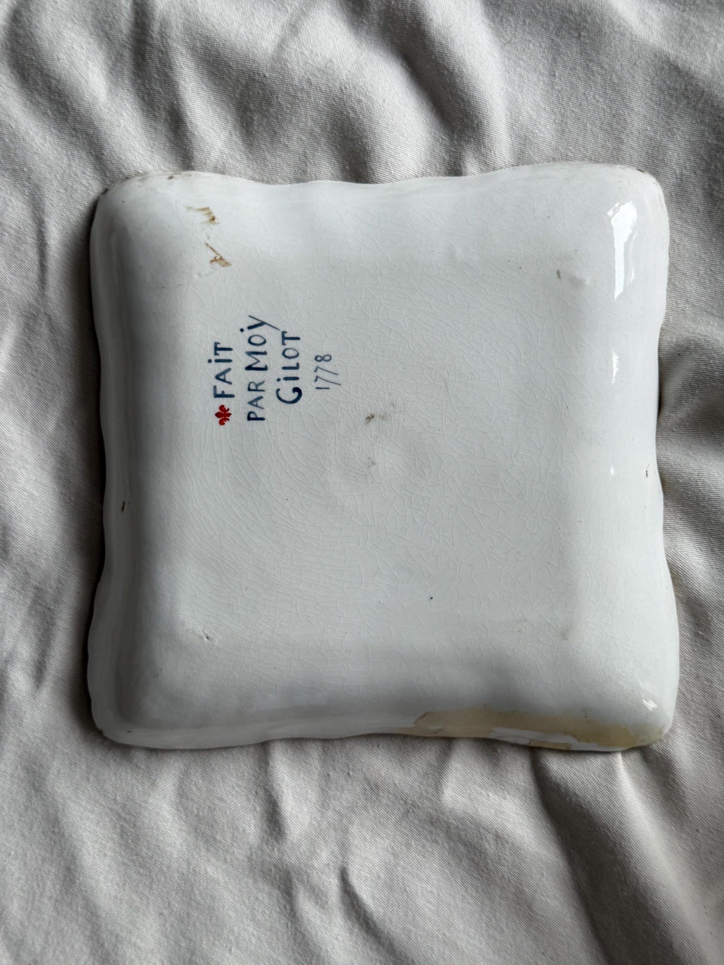 19th Century French Faience Dish – Faït Parmoy Gilot – Scenic Decor plate antique