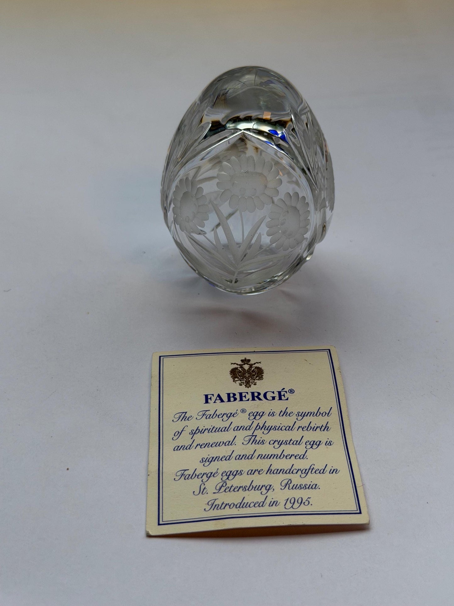 Faberge Crystal Egg, Limited Edition, signed, numbered faberge