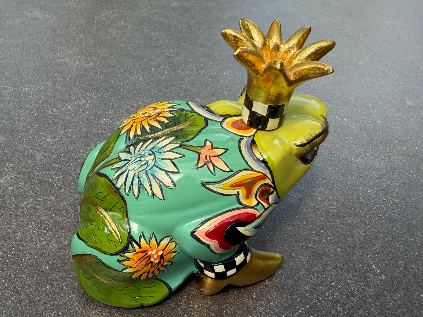 Tom’s Drag designer objects, Retired fancy Elephant & prince Frog Figurines – Hand Painted Collectible Figures by Tom Hoffmann