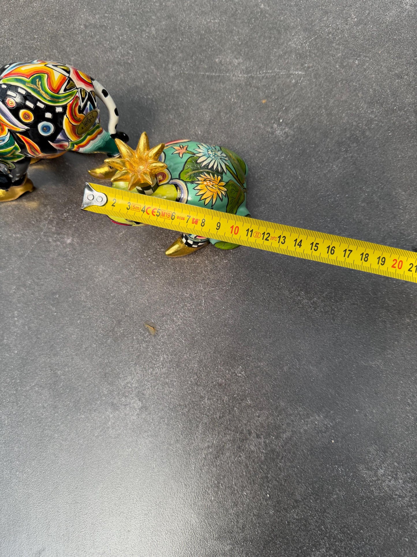 Tom’s Drag designer objects, Retired fancy Elephant & prince Frog Figurines – Hand Painted Collectible Figures by Tom Hoffmann