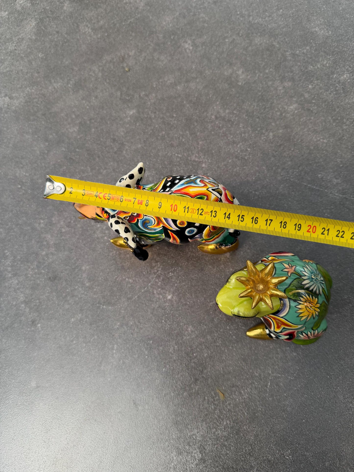 Tom’s Drag designer objects, Retired fancy Elephant & prince Frog Figurines – Hand Painted Collectible Figures by Tom Hoffmann