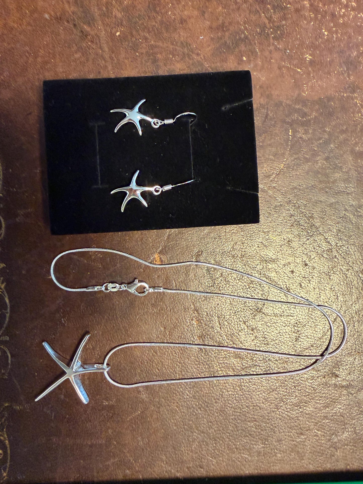 Sterling Silver Starfish monte carlo Jewelry Set – Pendant Necklace & Earrings – Coastal Sea Life Boho ibiza saint tropez monaco mermaid