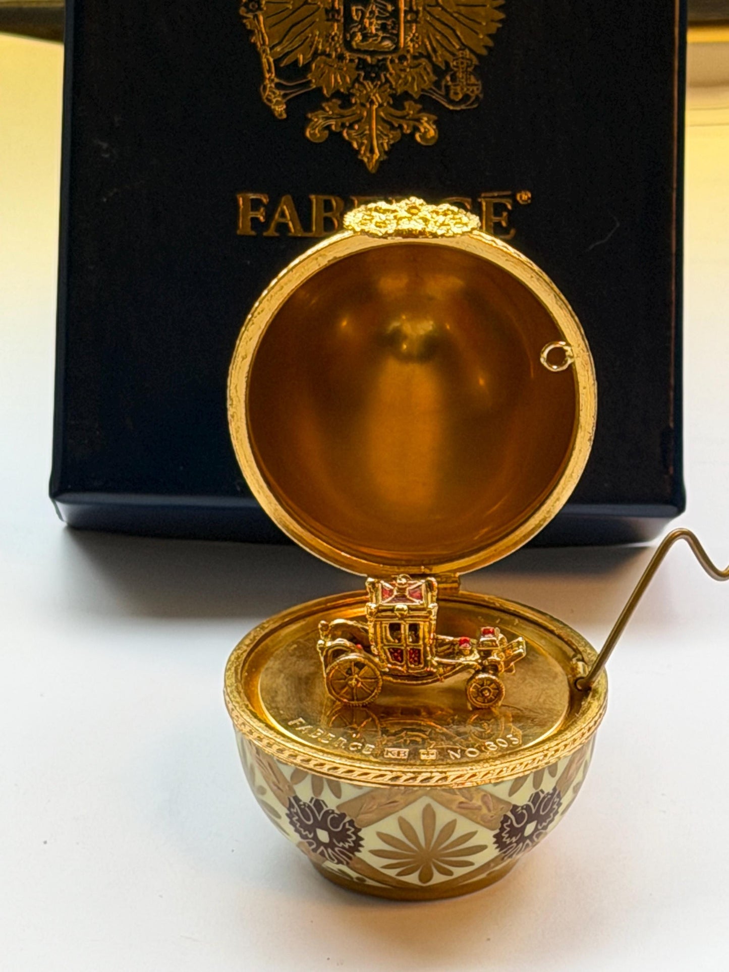 XL Fabergé Egg, Sterling Silver, 24K Gold, palace inside, Faberge with goldgilt and Limoges Porcelain, marked numbered