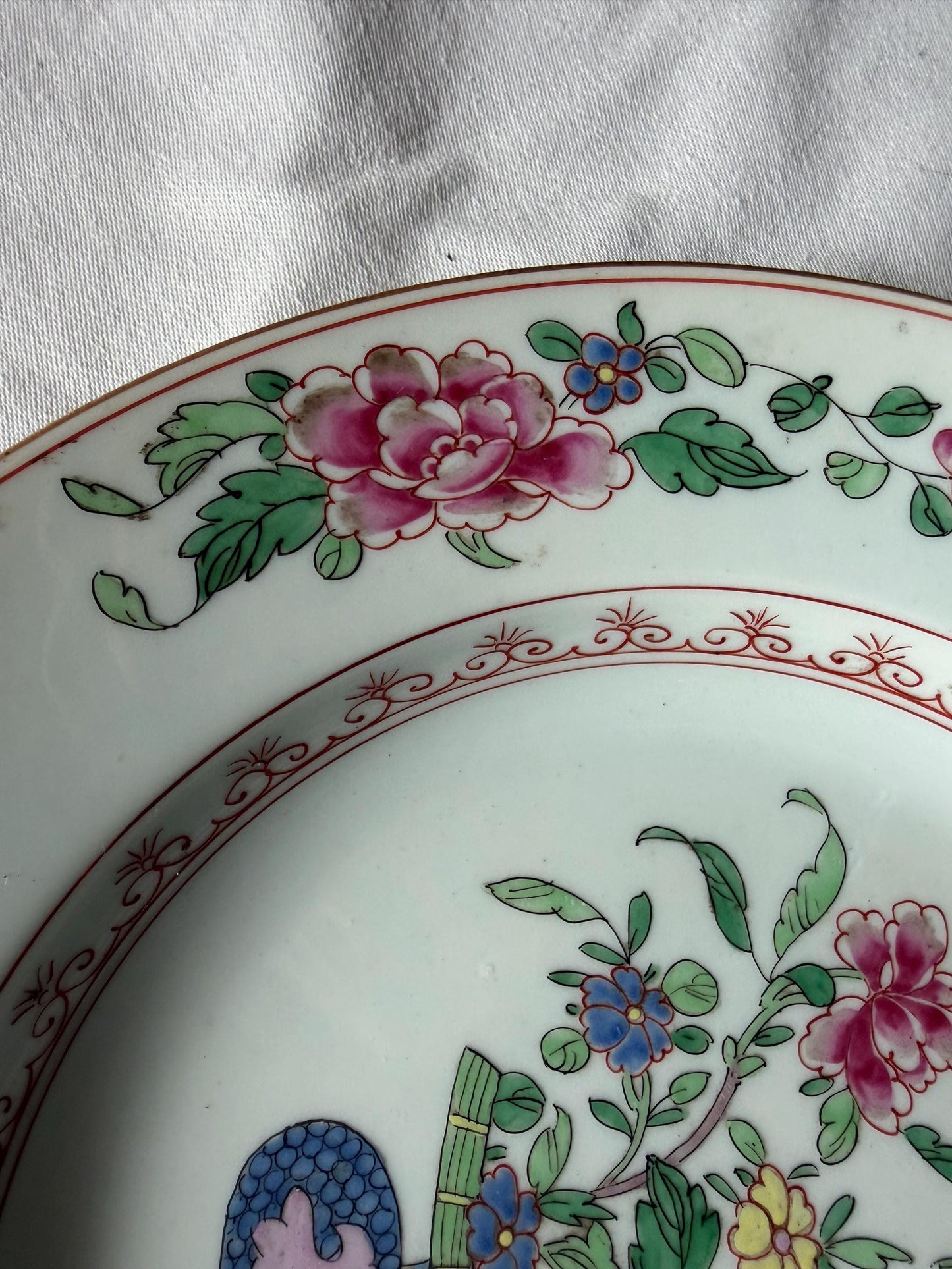 Set of Three Antique Chinese Export Famille Rose Porcelain Soup Plates Qianlong asian antiques 18th