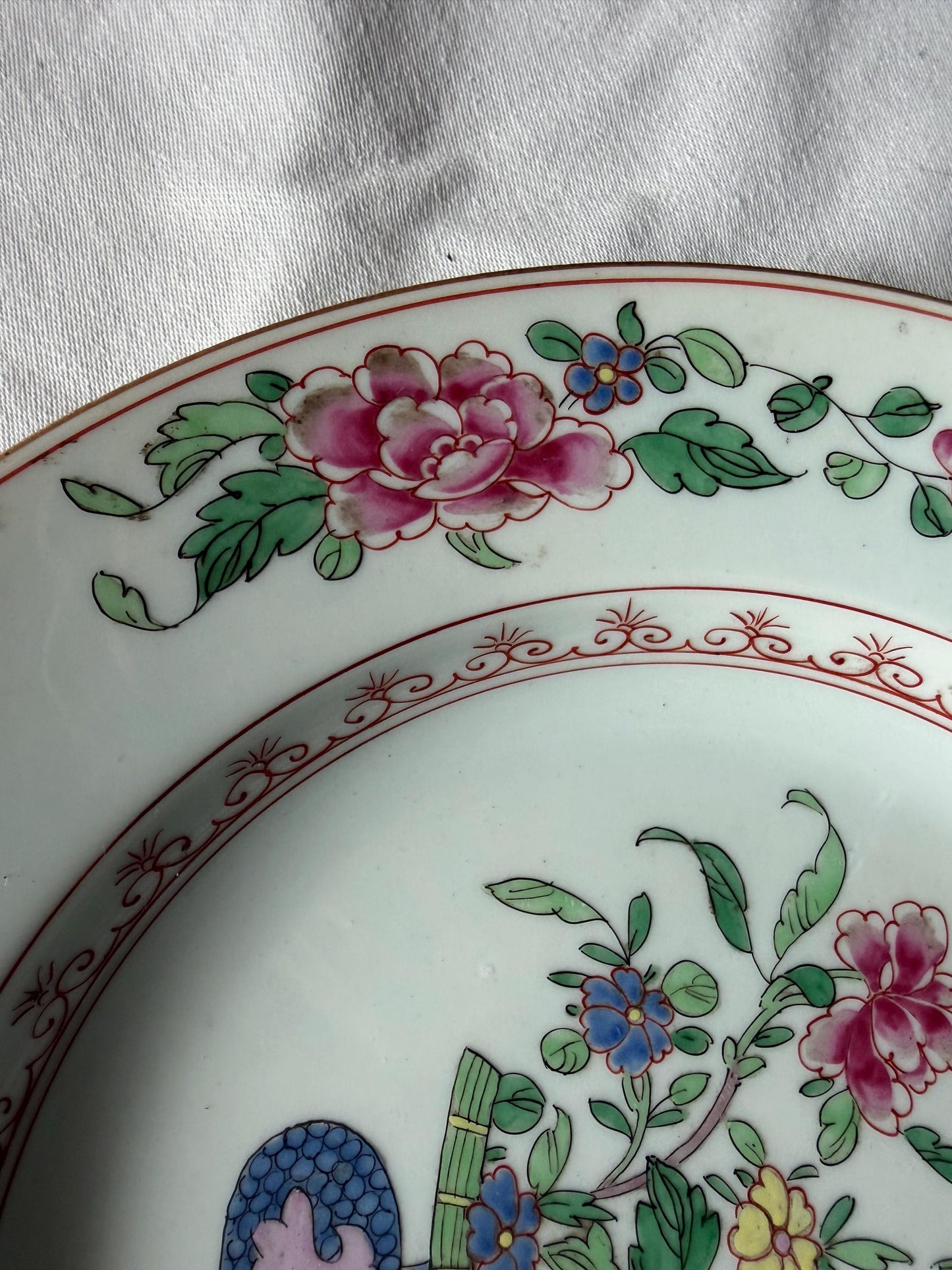 Set of Three Antique Chinese Export Famille Rose Porcelain Soup Plates Qianlong asian antiques 18th