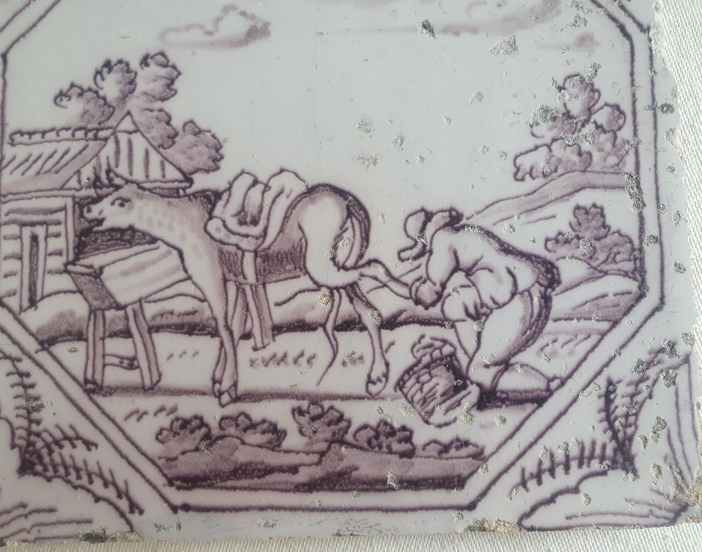 Delft tile, Farrier, 18th century (c. 1760) Dutch manganese tile . ( figuretile )