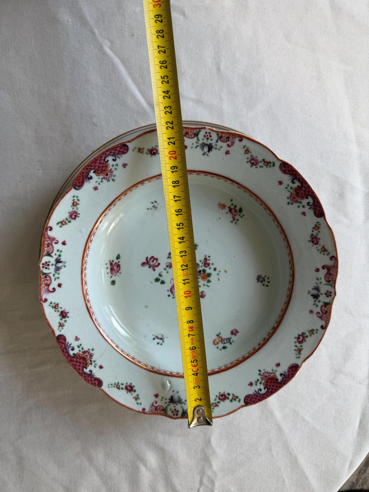 Set of Three Antique Chinese Export Famille Rose Porcelain Soup Plates Qianlong asian antiques 18th