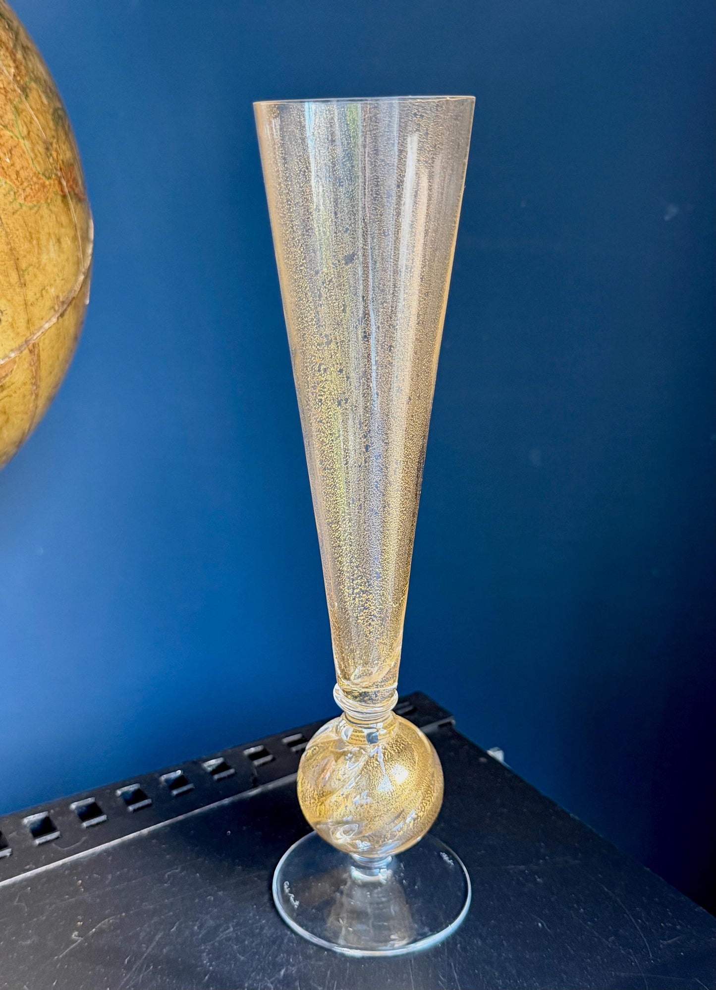 Set of 6 Carlo Moretti Murano Champagne Flutes, Signed Collectible Stem Glass exclusive designer luxury tableware
