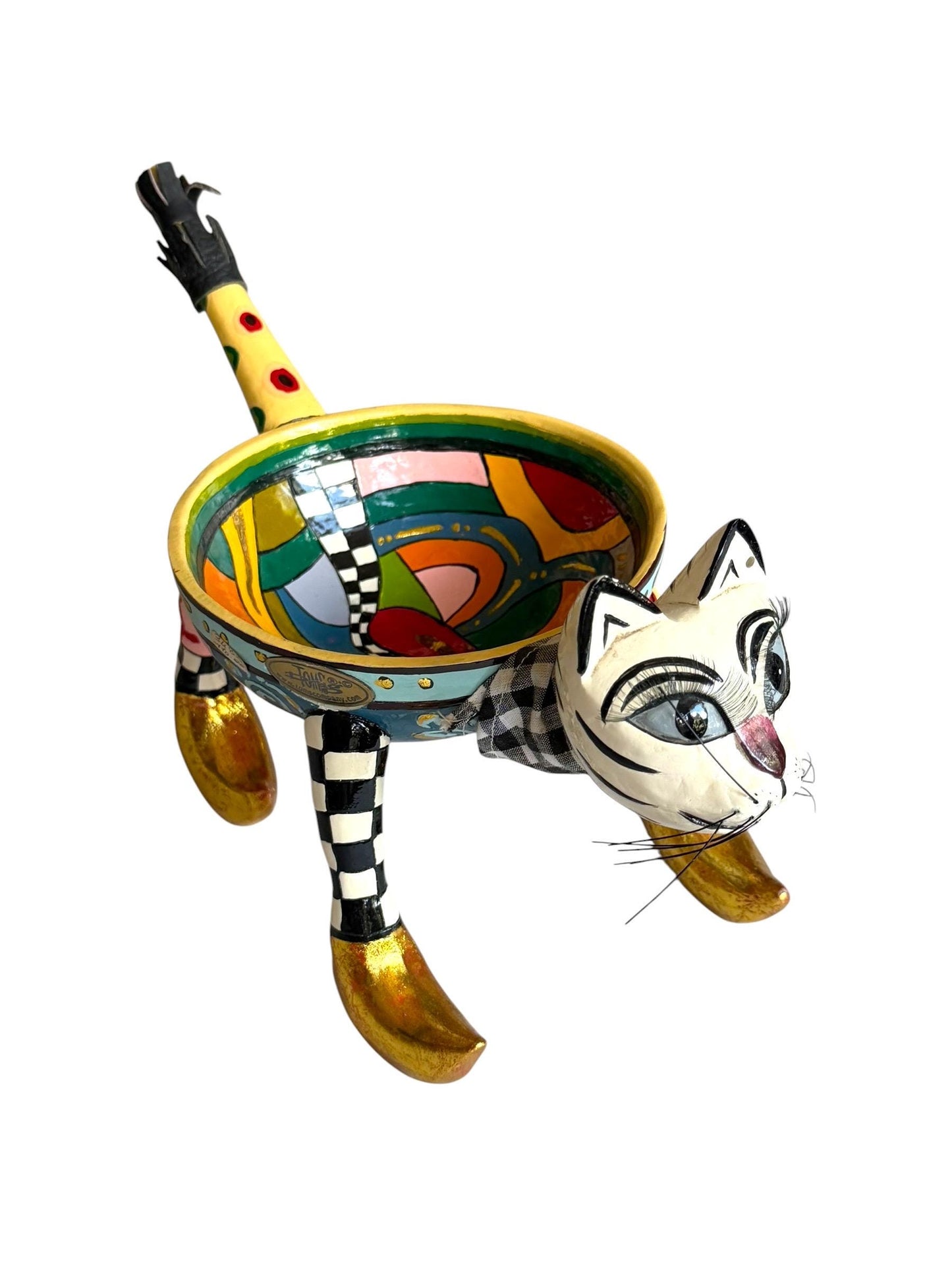 Tom’s Drag Cat Bowl – Hand-Painted Decorative Collectible by Tom Hoffmann – 33 cm, retired collectible