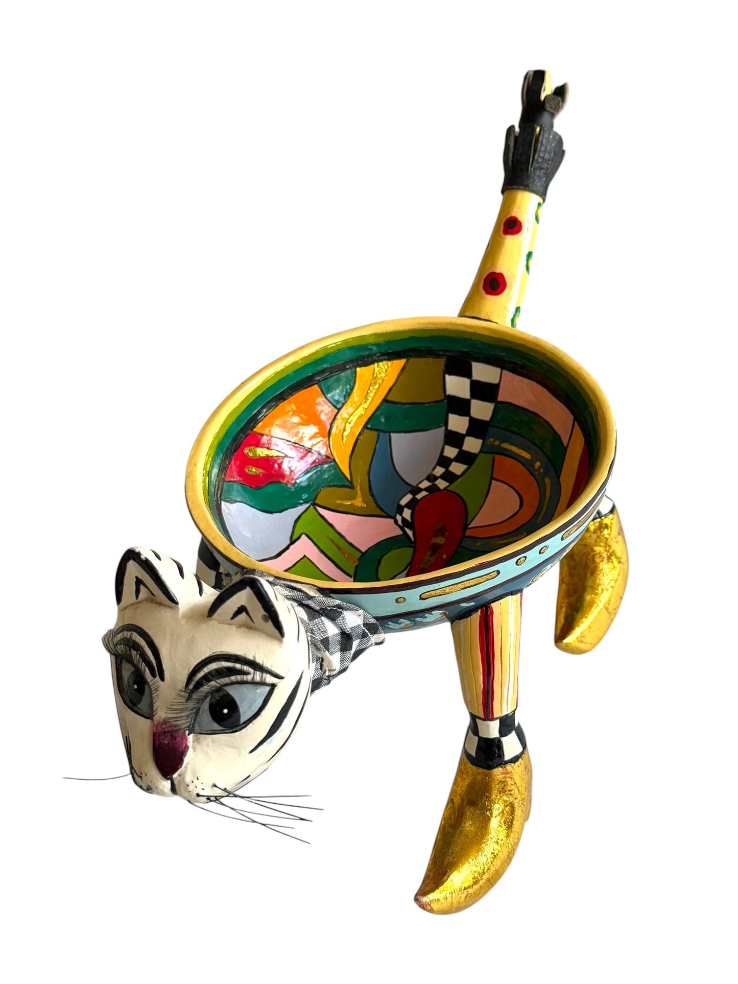 Tom’s Drag Cat Bowl – Hand-Painted Decorative Collectible by Tom Hoffmann – 33 cm, retired collectible