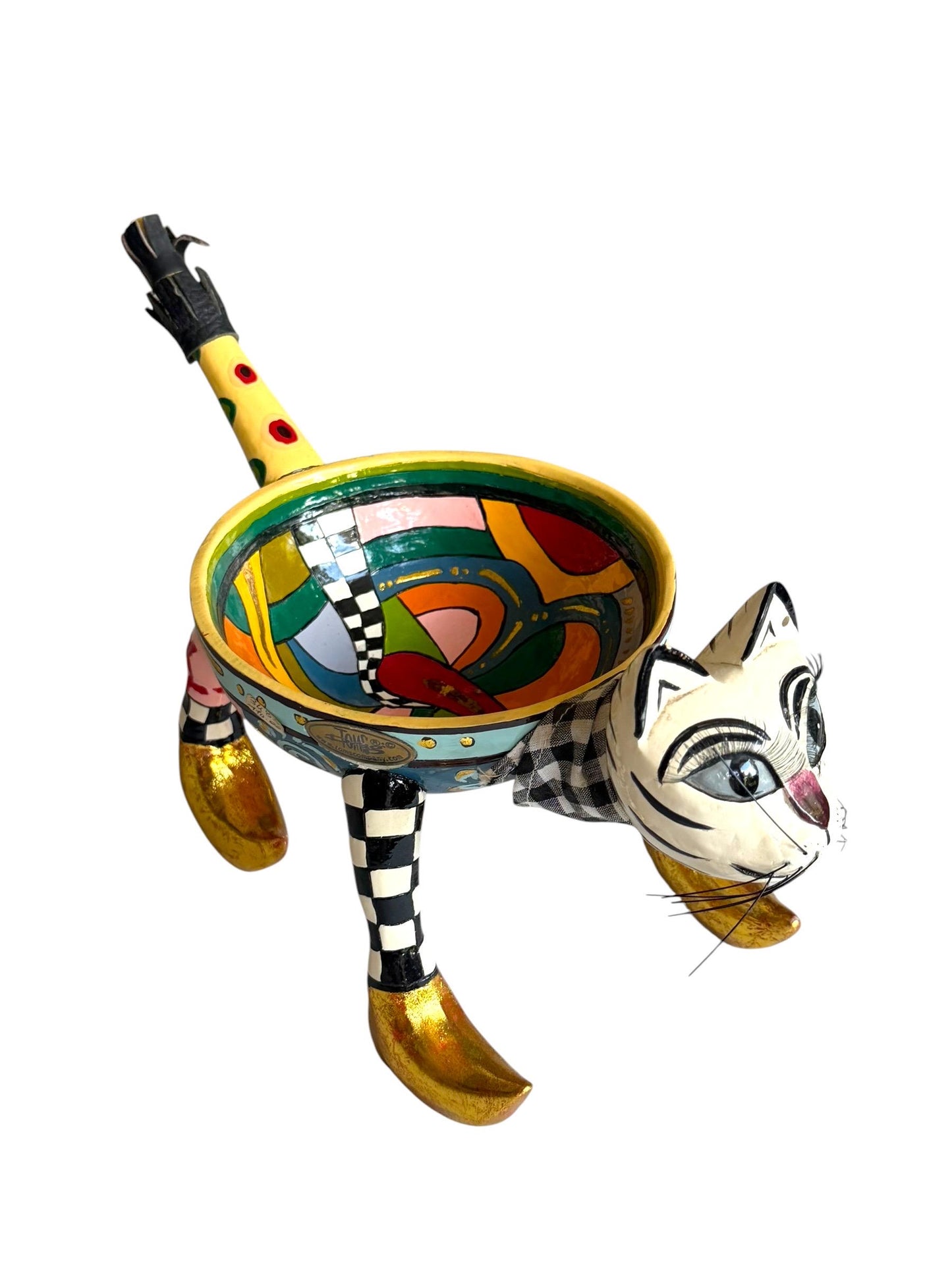 Tom’s Drag Cat Bowl – Hand-Painted Decorative Collectible by Tom Hoffmann – 33 cm, retired collectible