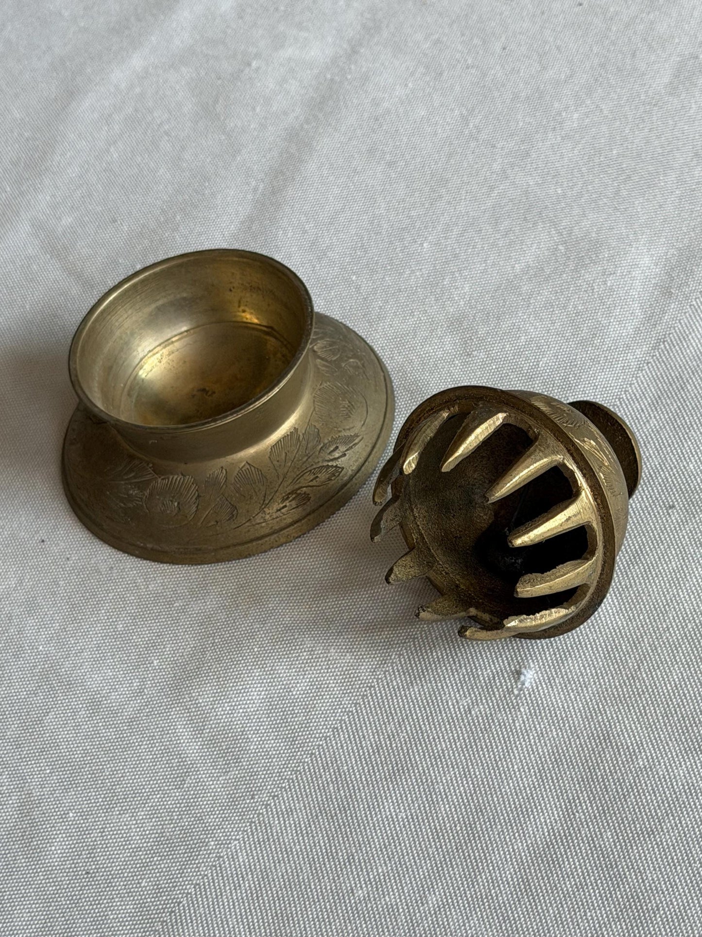 Antique British Colonial Indian Brass Desk or servant Bell c.1900 – Hand-Engraved Hotel Service Bell