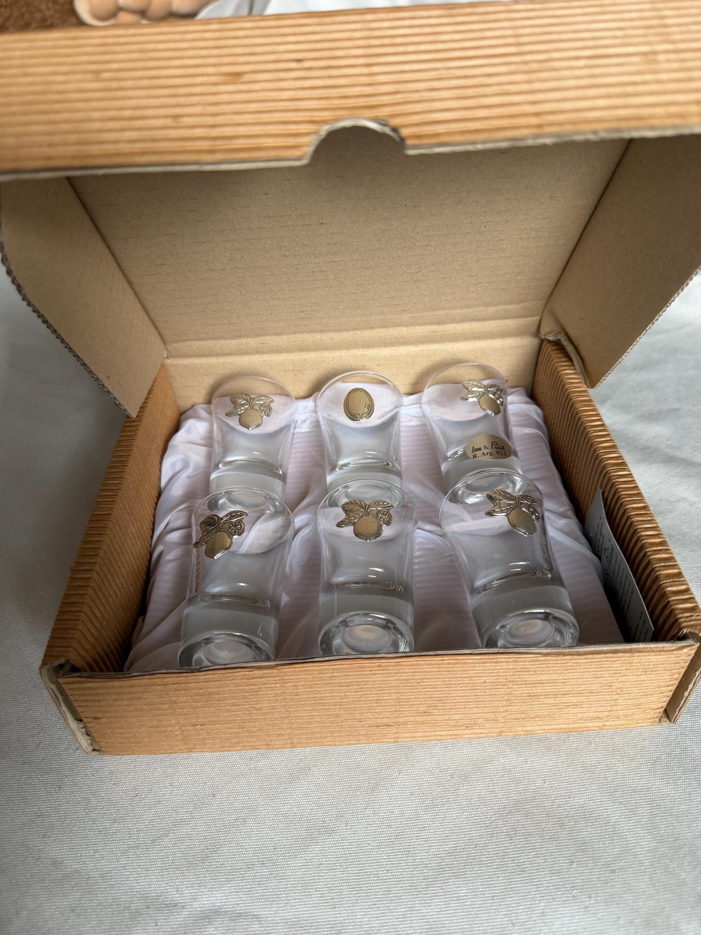 Limoncello drinking game,  925 silver glasses, liquer crystal , vintage italy,