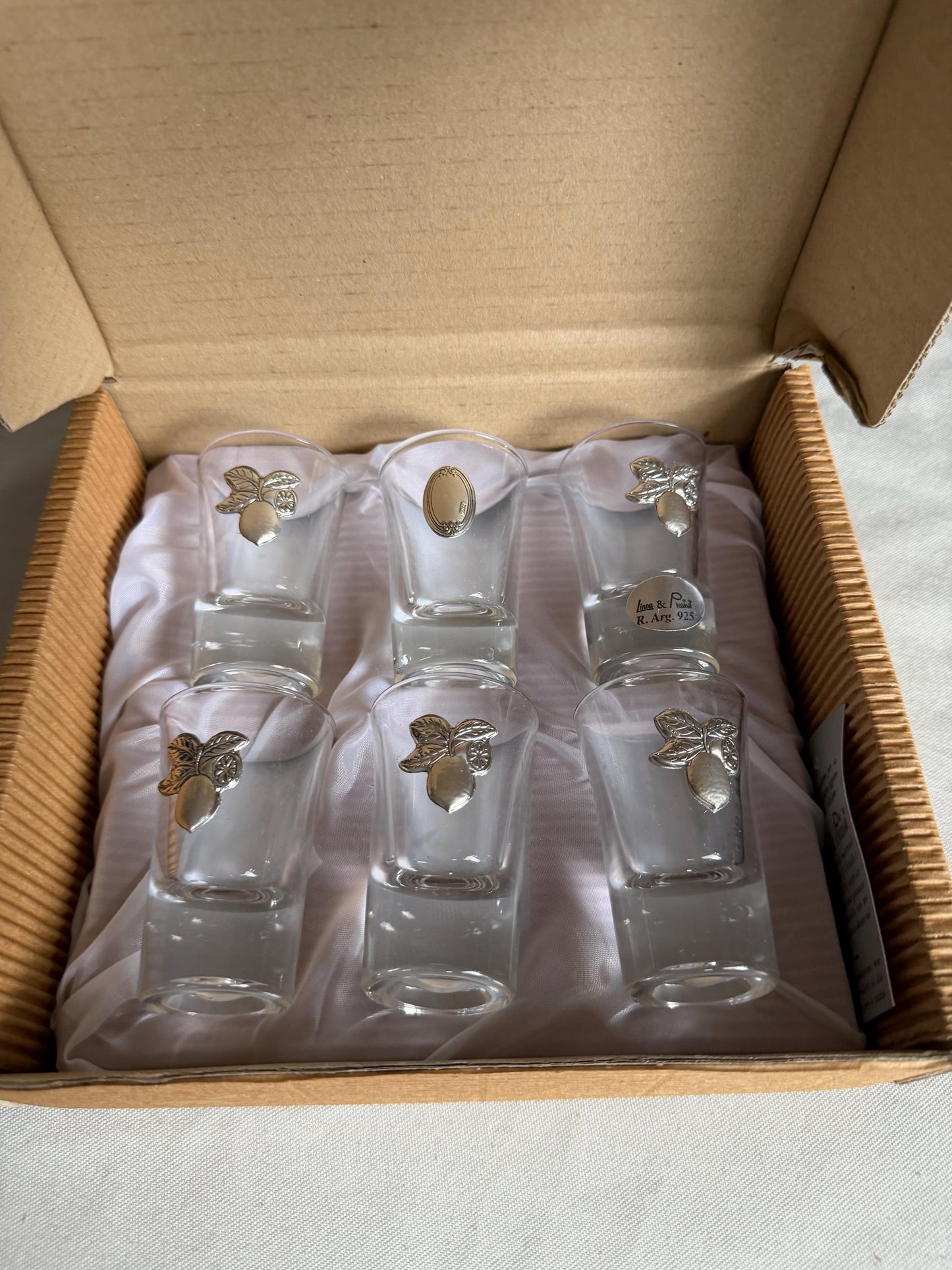Limoncello drinking game,  925 silver glasses, liquer crystal , vintage italy,