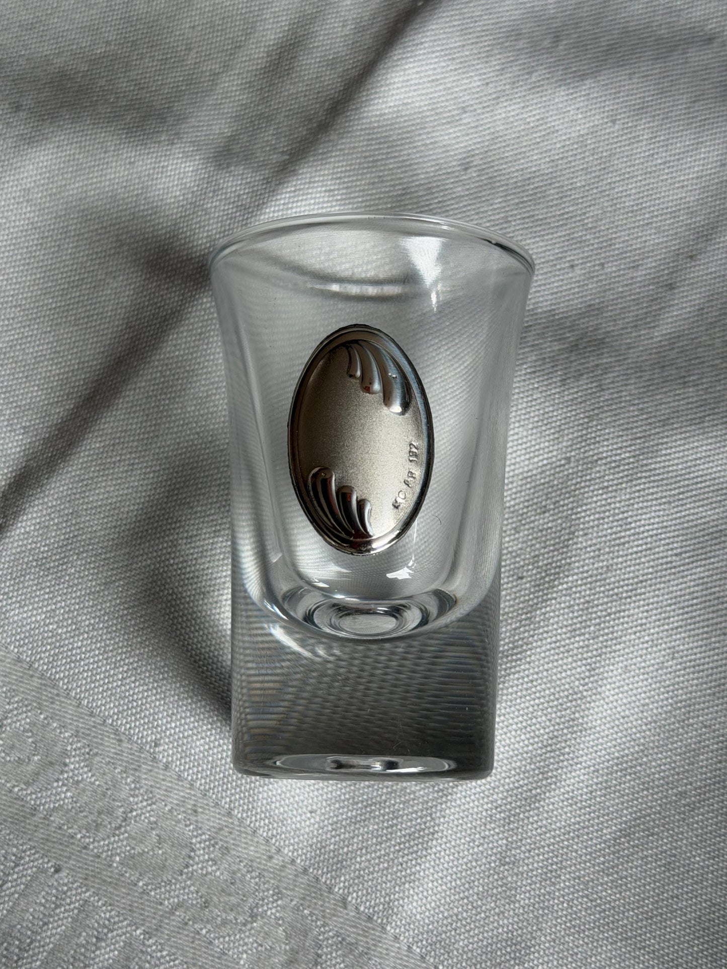 925 silver liquer  glasses, liquer crystal , vintage italy, with silver shield can be engraved, personalised limoncello ouzo raki