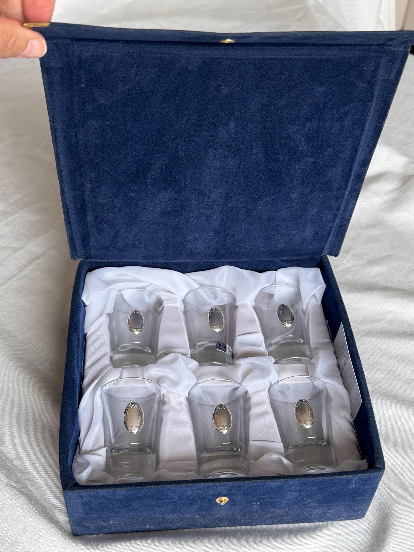 925 silver liquer  glasses, liquer crystal , vintage italy, with silver shield can be engraved, personalised limoncello ouzo raki