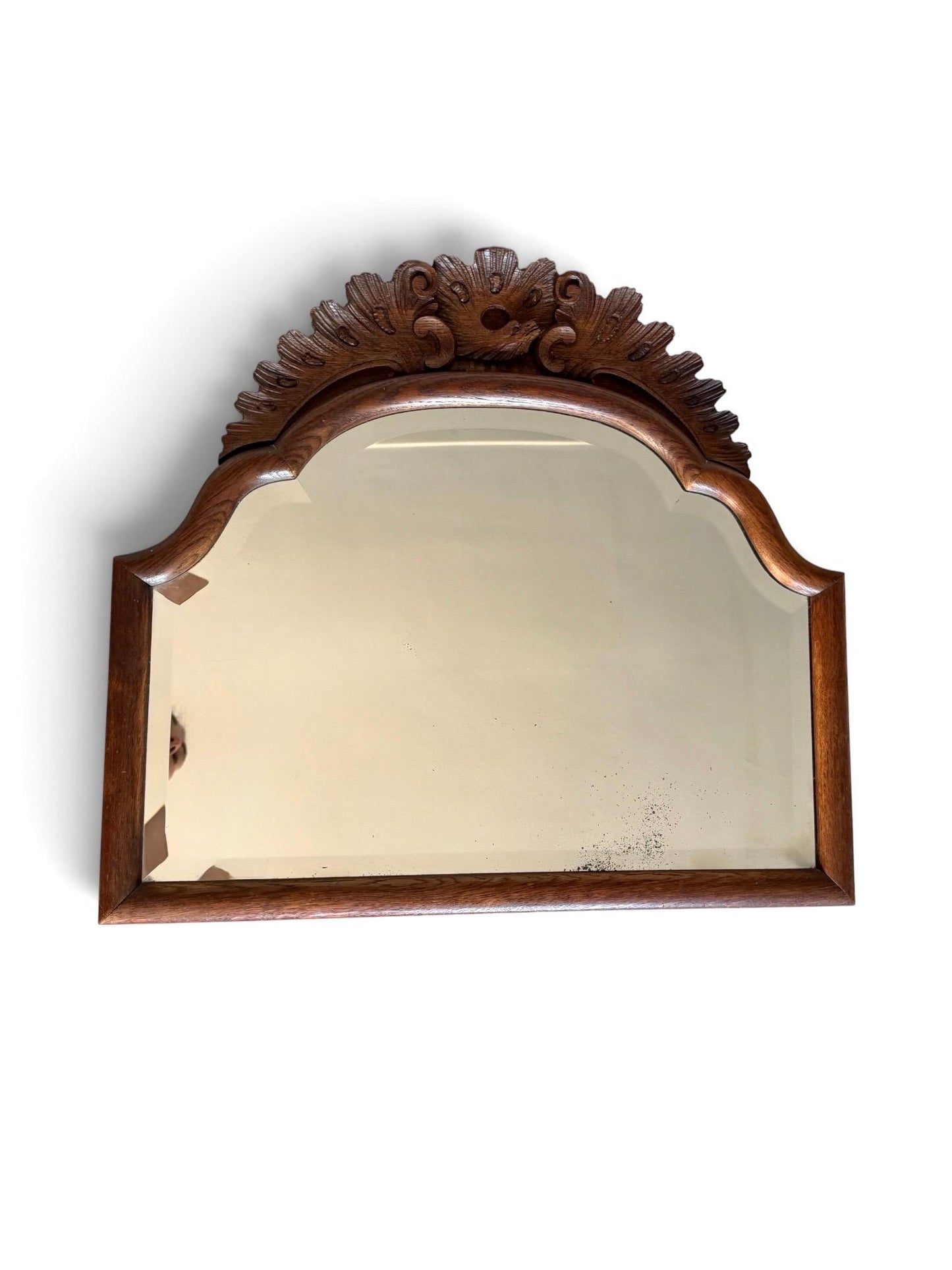 Antique Dutch Soester Mirror with Carved Crest and Bevelled Glass – 19th Century, traditional mirror, used as farmhouse and overmantel