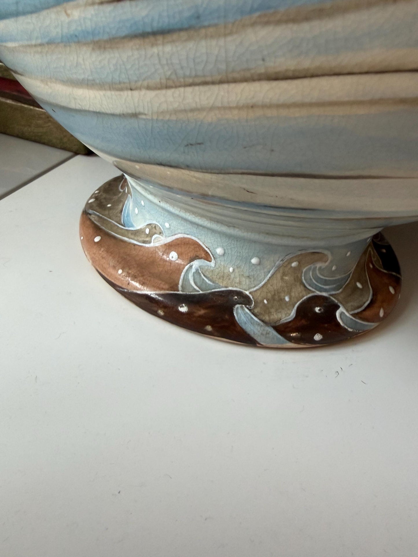 Large Antique Japanese Kinkozan Kyoto Vase with Water Birds: ducks, geese  – Meiji Period . Rare 19th century Satsuma export vase, 40 cm