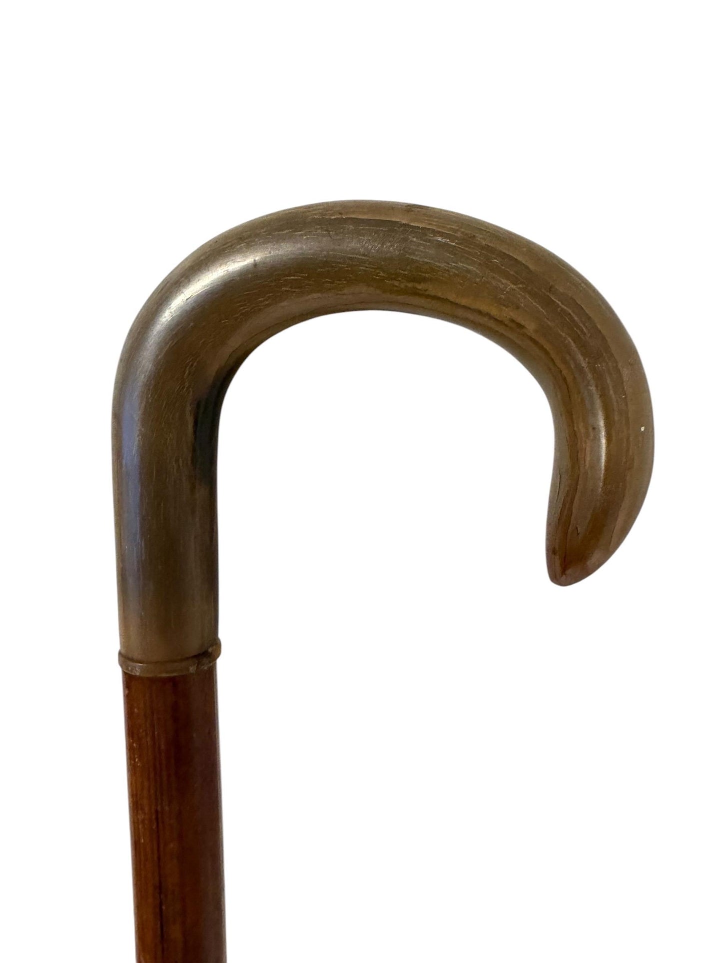 antique walking cane stick with cow bone , european collection, gentlemen's flannel stick.