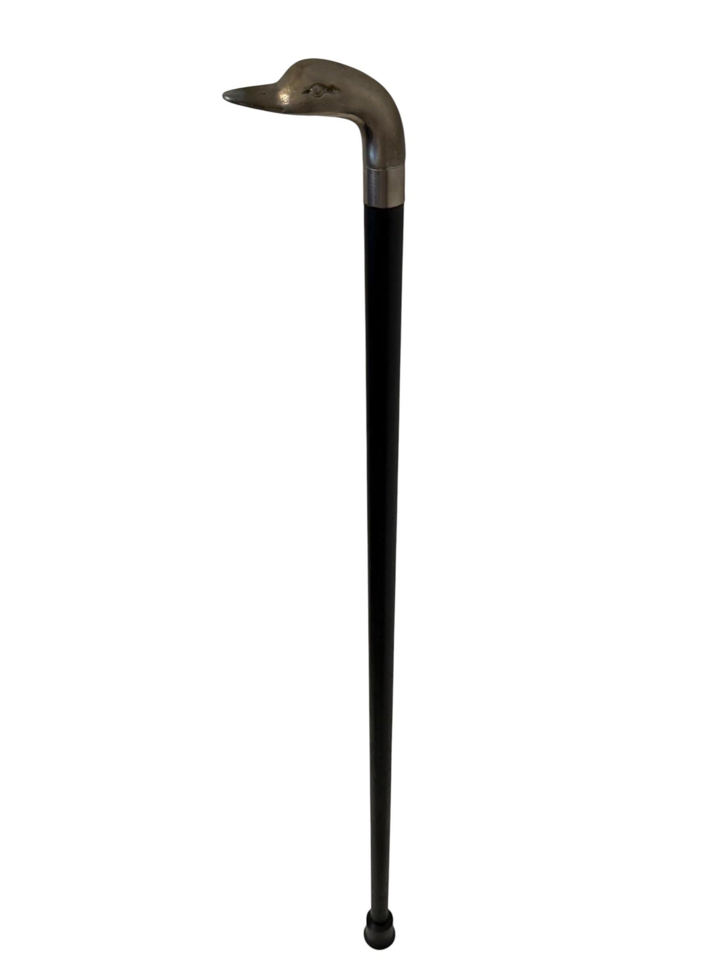 antique walking cane stick with copper duck , european collection, gentlemen's flannel stick.