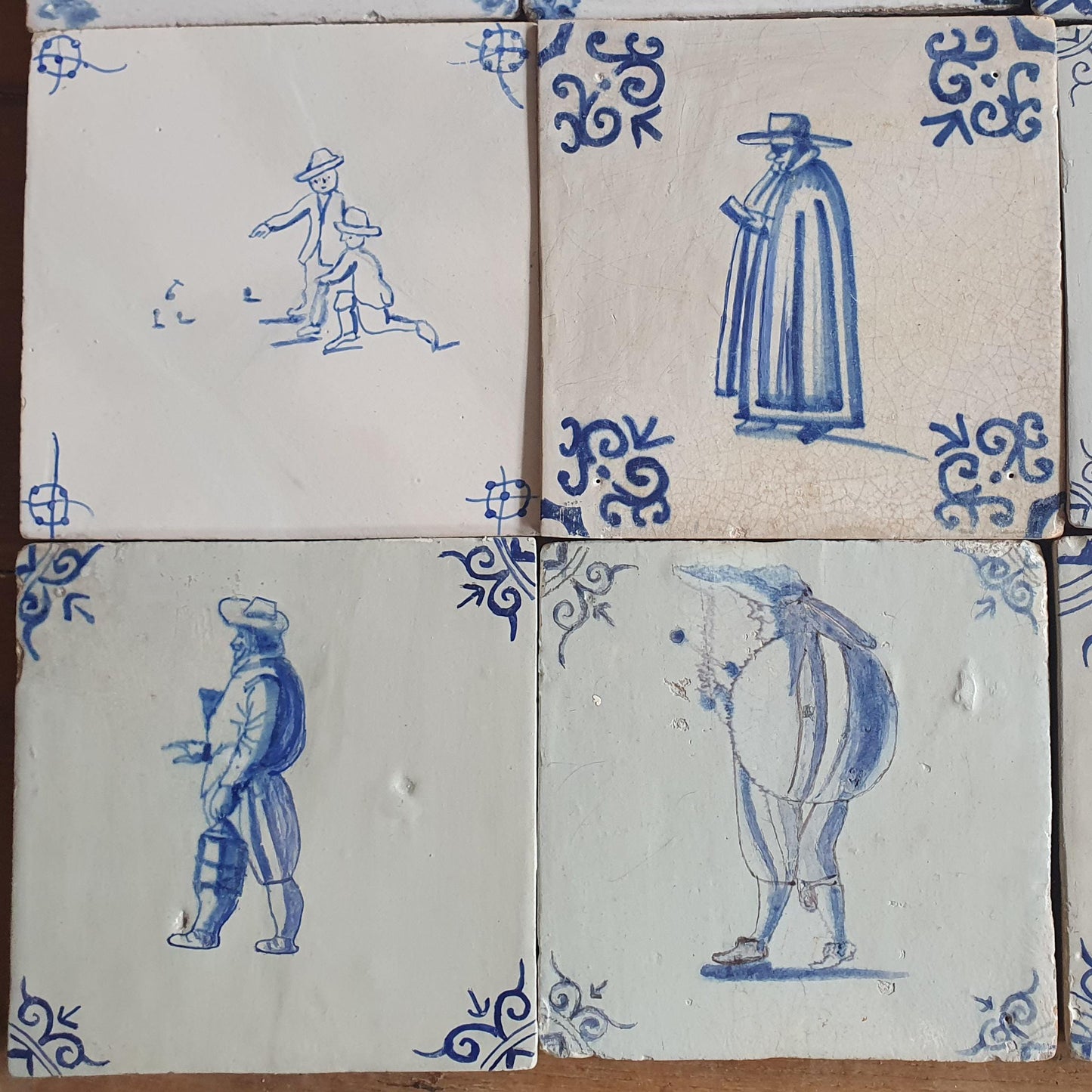 16 x Antique Delft Mix Tiles, 17th-19th  Century Dutch Wall Decor. tile