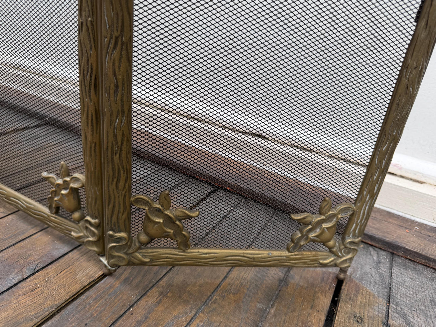 Firescreen, antique art nouveau brass, chique fireplace screen furniture with irisses. Art nouveau botanical