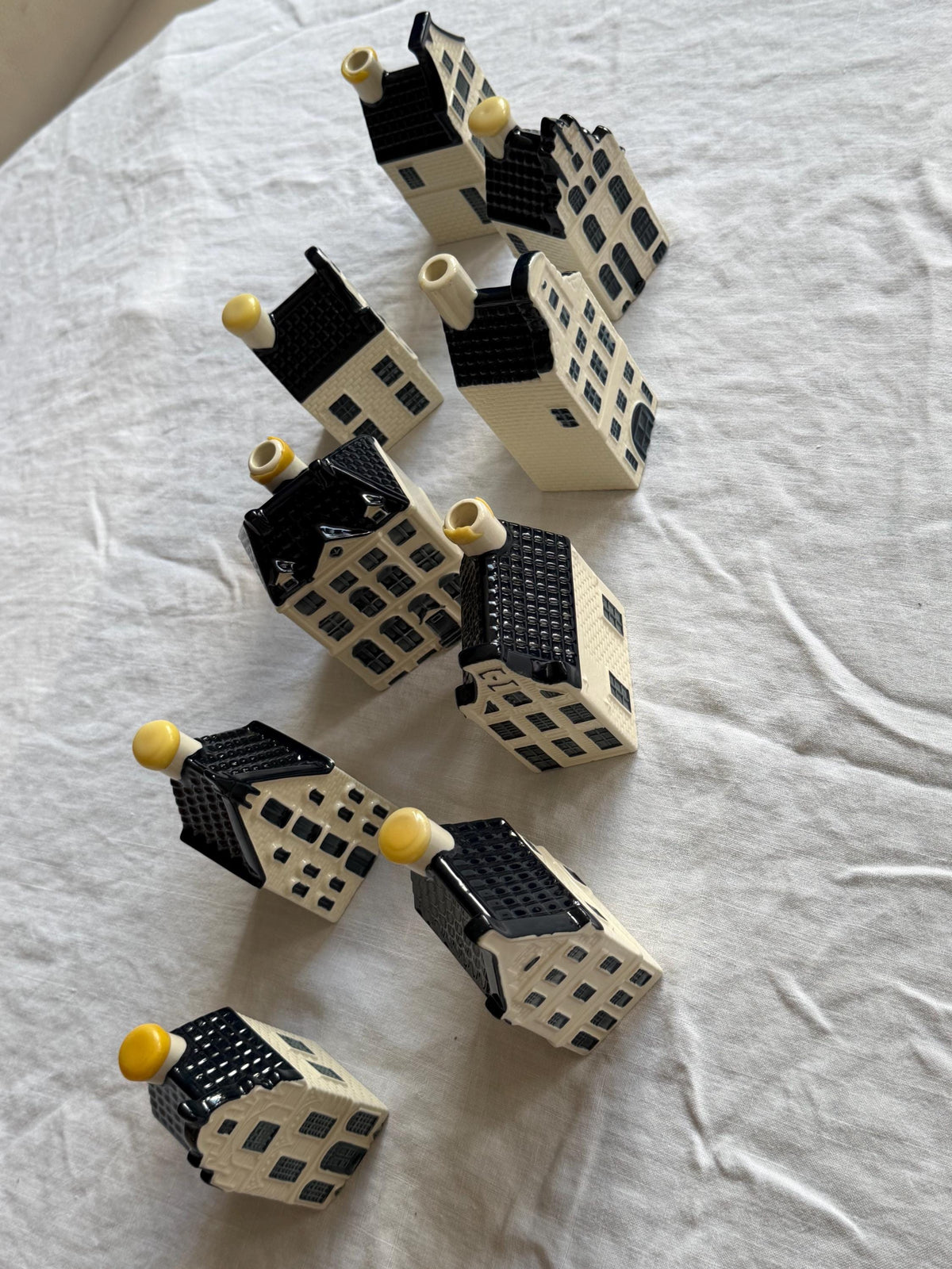 KLM Amsterdam Canal Houses, Hand Painted Porcelain Collectible Dutch grachtenpandjes street per 8 choose your number