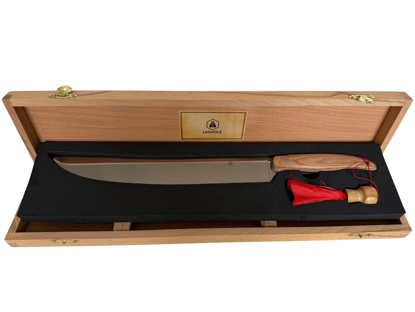 Vintage Laguiole Champagne Sabre with Wooden Box, Signed, Retired, sabrage sabreren bottle opener party luxury