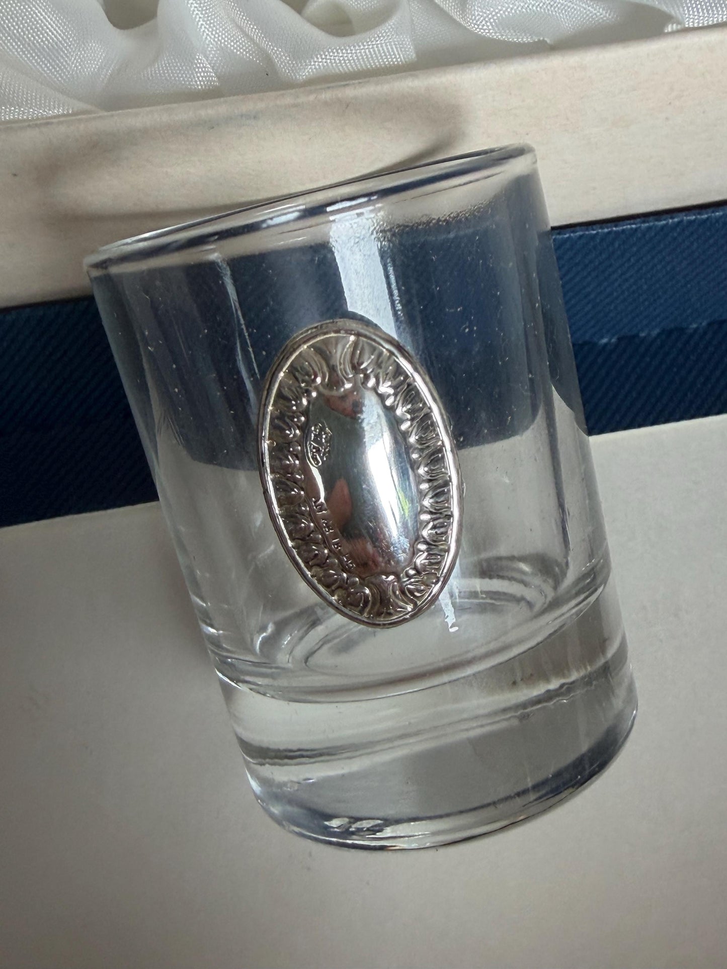 925 silver shot  glasses, liquer crystal , vintage italy, with silver shield can be engraved, personalised limoncello ouzo raki