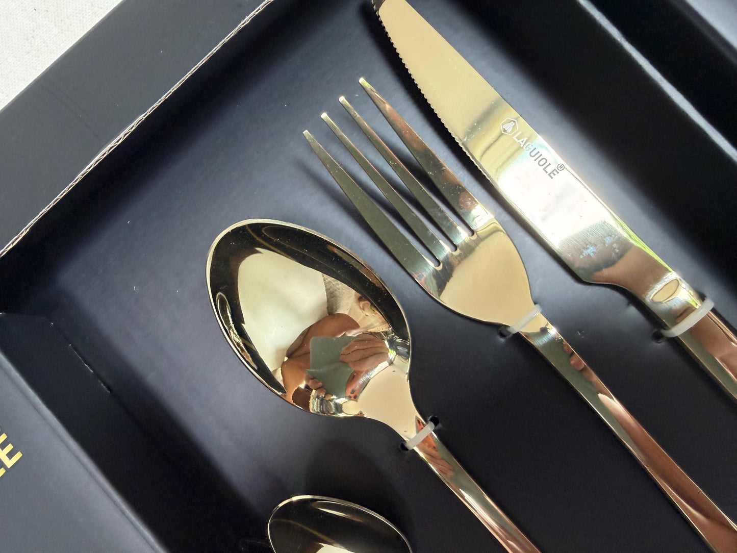 Laguiole 12 p   Gold Stainless Steel Cutlery Set, Vintage  12 Person