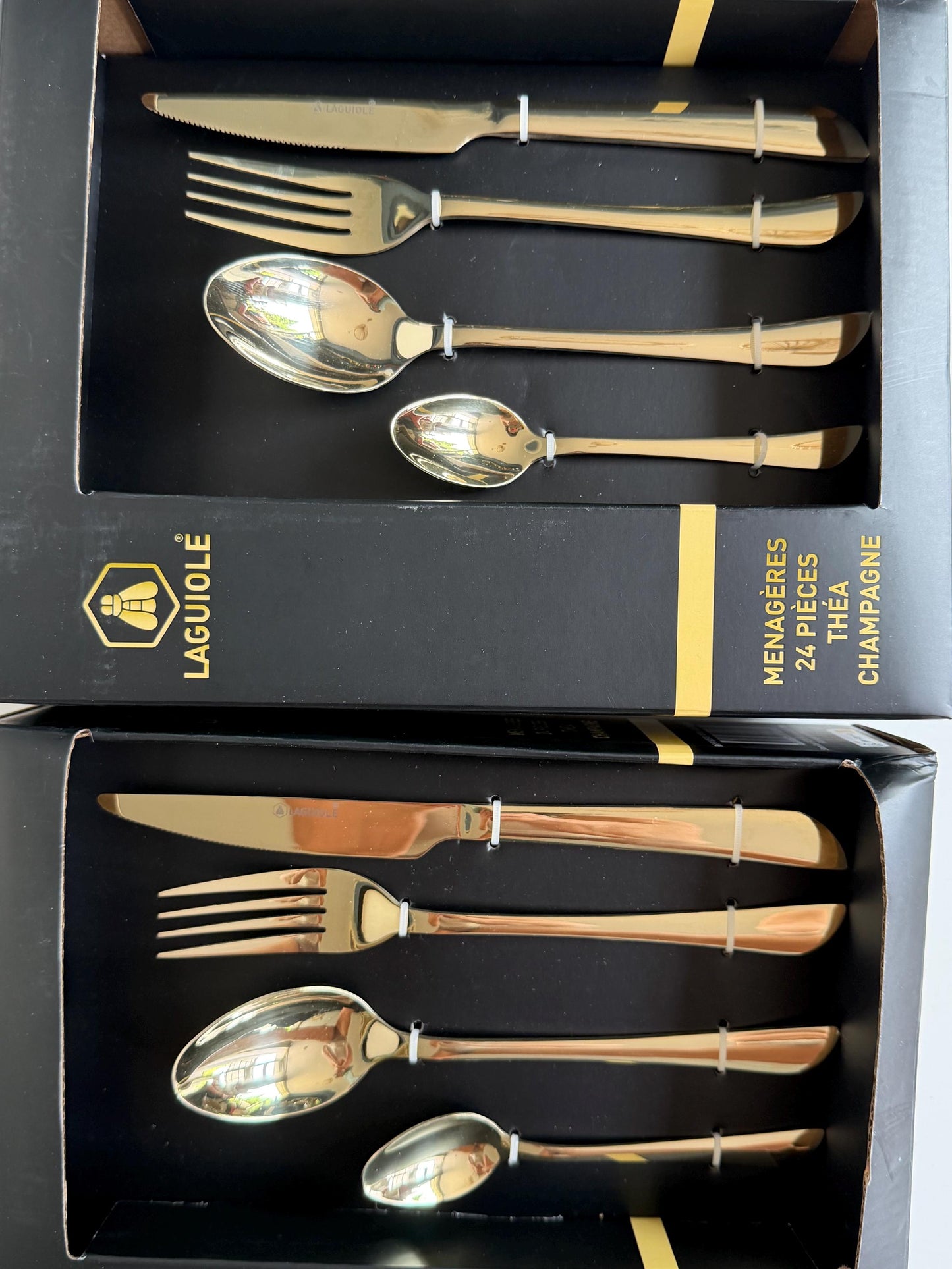Laguiole 12 p   Gold Stainless Steel Cutlery Set, Vintage  12 Person