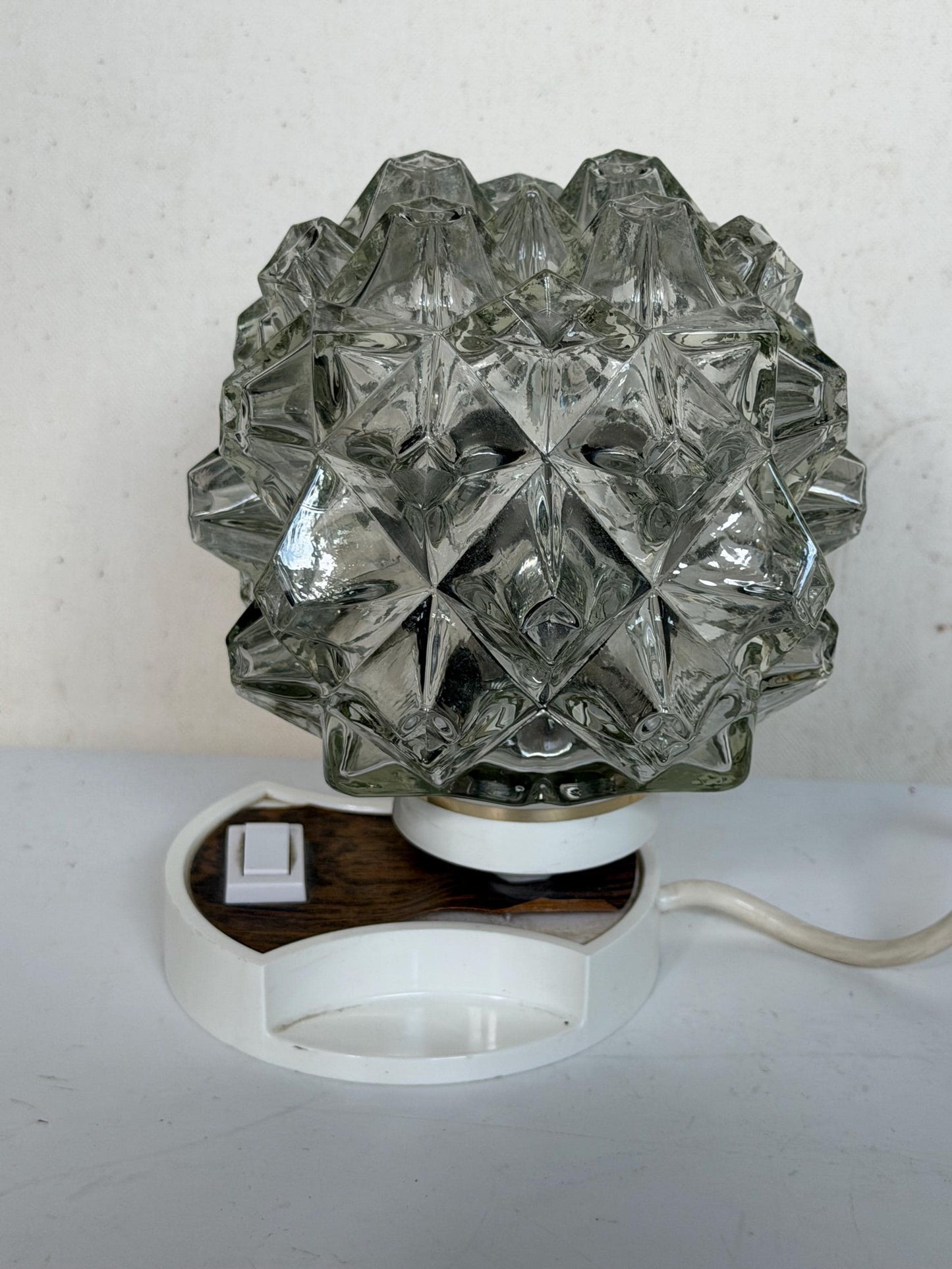 Vintage space age Glass tableLamp sixties midcentury - ausema lights bedside