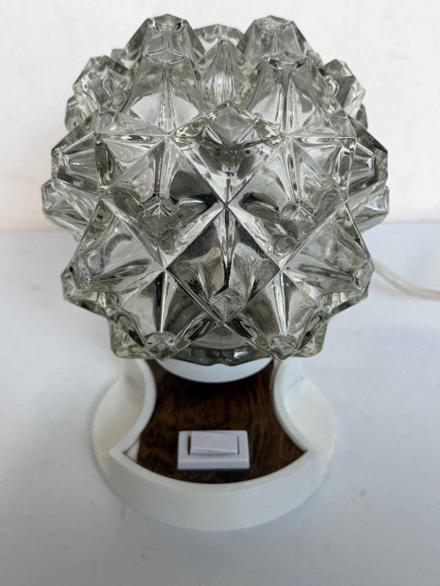Vintage space age Glass tableLamp sixties midcentury - ausema lights bedside