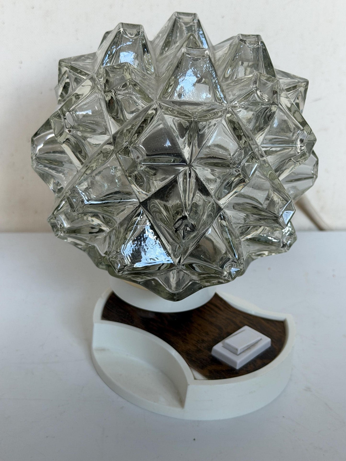 Vintage space age Glass tableLamp sixties midcentury - ausema lights bedside