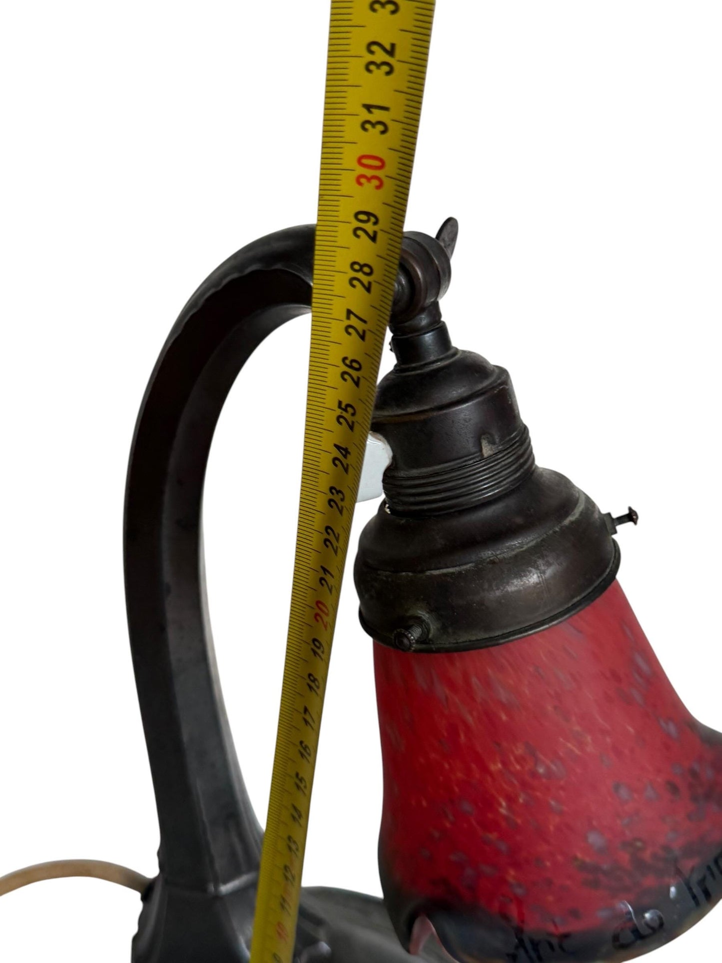 Art de France -Art Nouveau Desk Lamp, Jugendstil Clerk Lamp, Adjustable Shade ausema red velvet glass