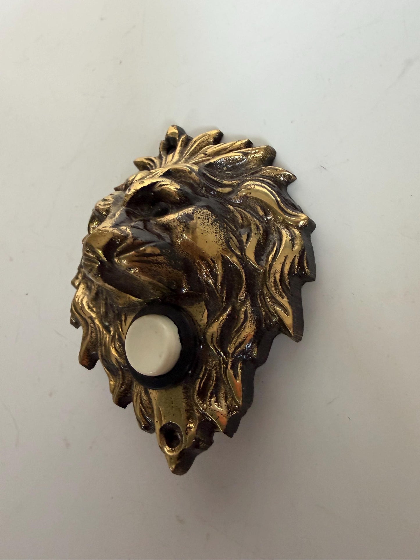 Antique door Bell, Bronze Push Button. Lionhead brass frontdoor doorbell