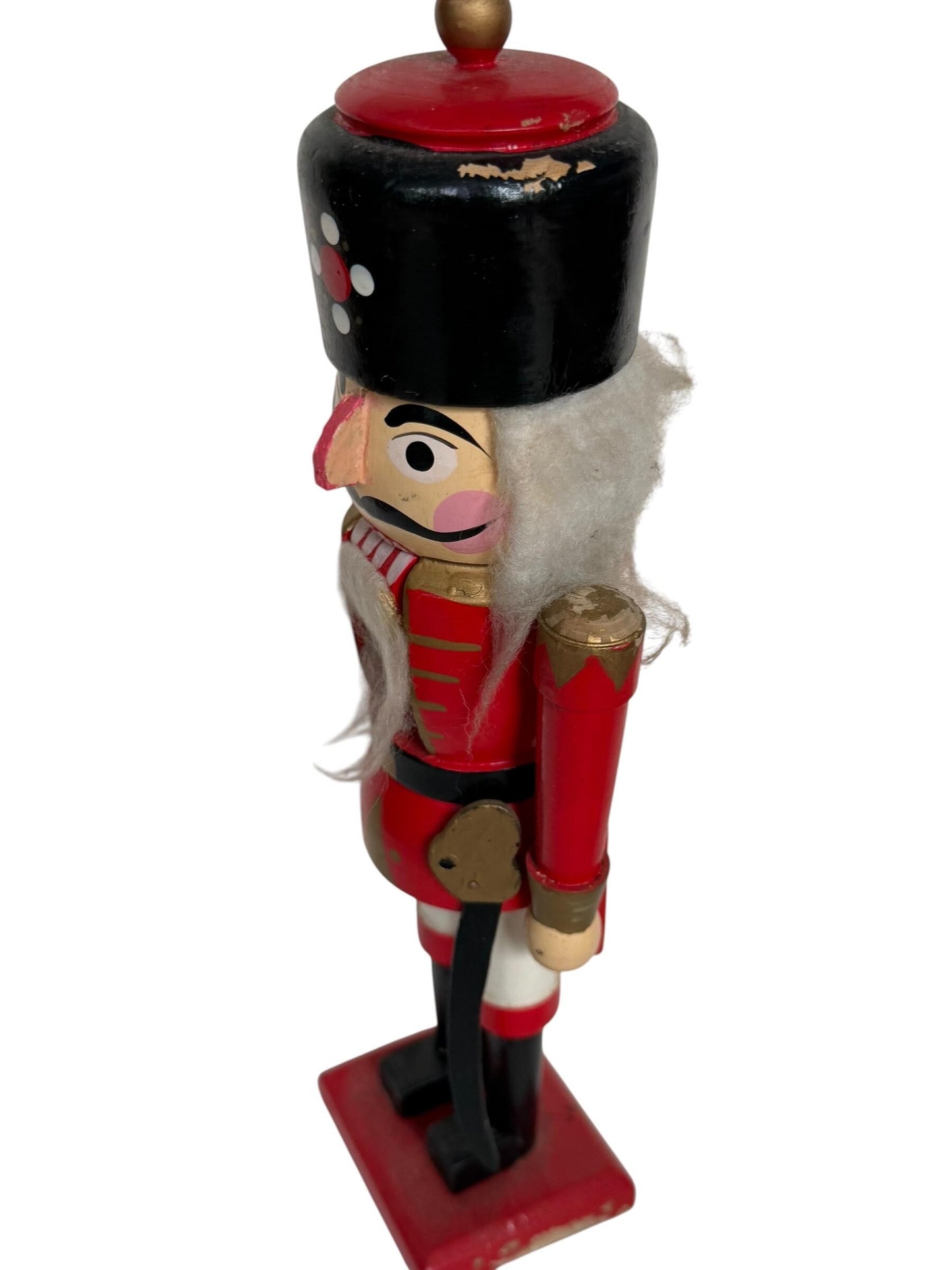 Antique Erzgebirge Wood Nutcracker, Hand-Painted Christmas Decor (34cm, midcentury)