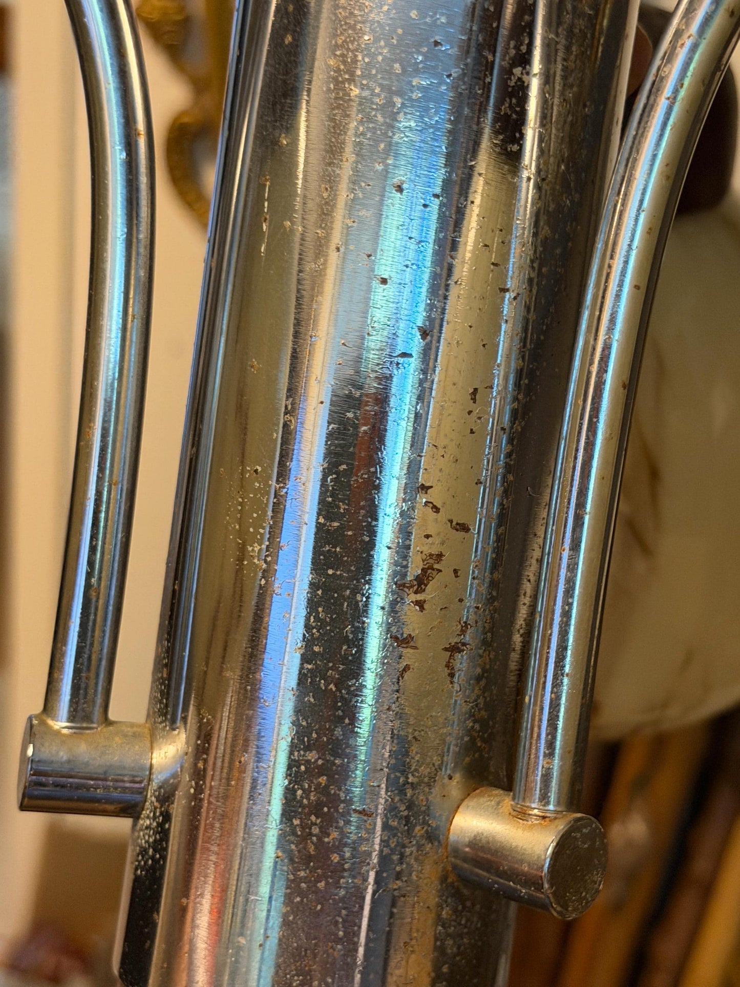 1930s Art Deco Bauhaus Chandelier – Chrome, Wood & Marbled Glass – Czechoslovakia