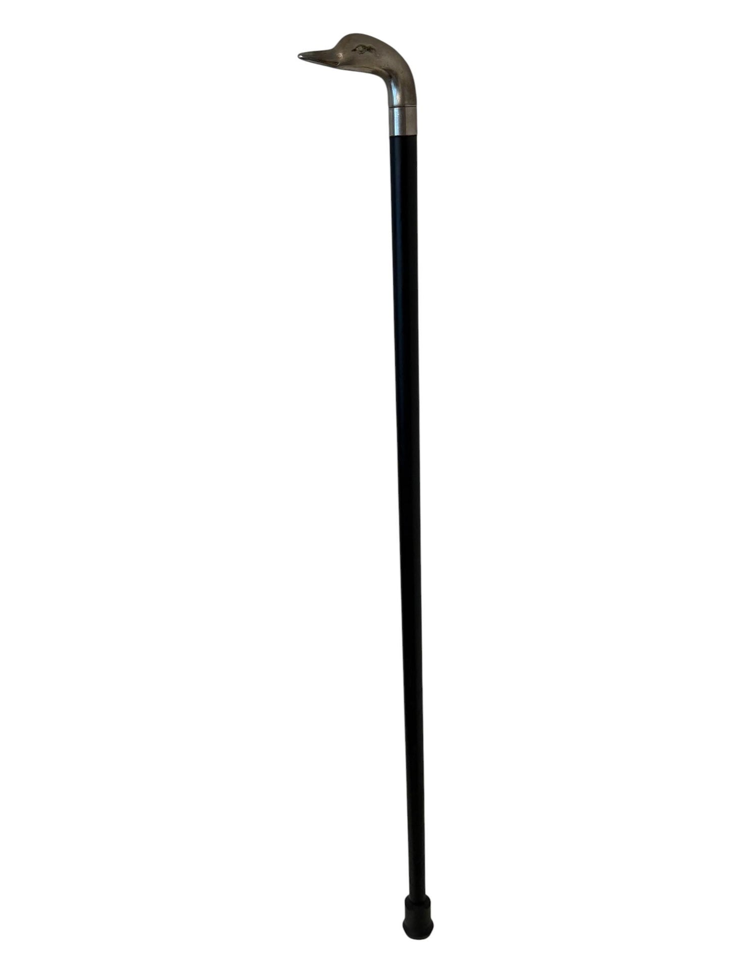 antique walking cane stick with copper duck , european collection, gentlemen's flannel stick.