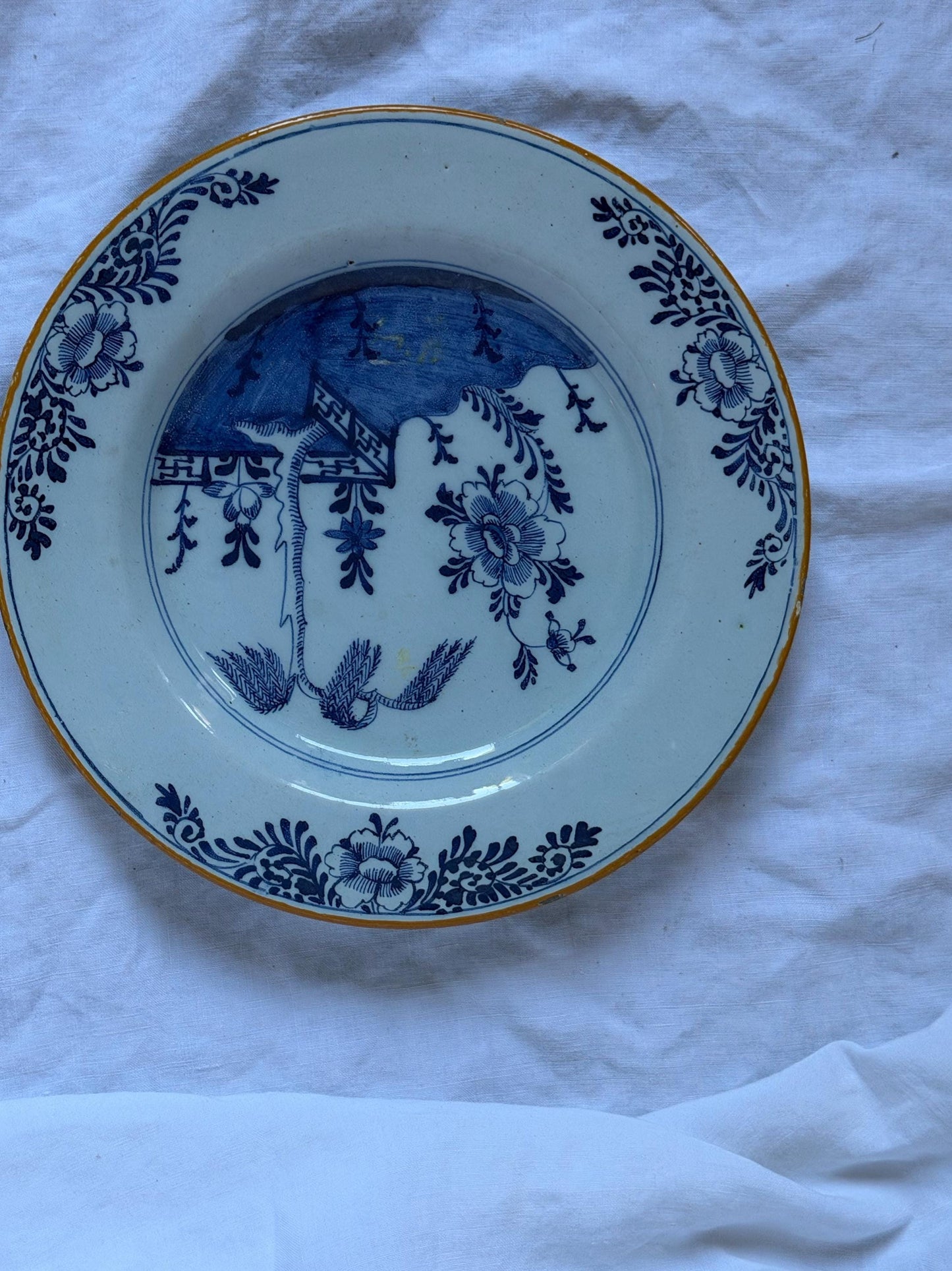Antique Delft Plates, 18th Century Dutch Chinoiserie, Oriental Decor.