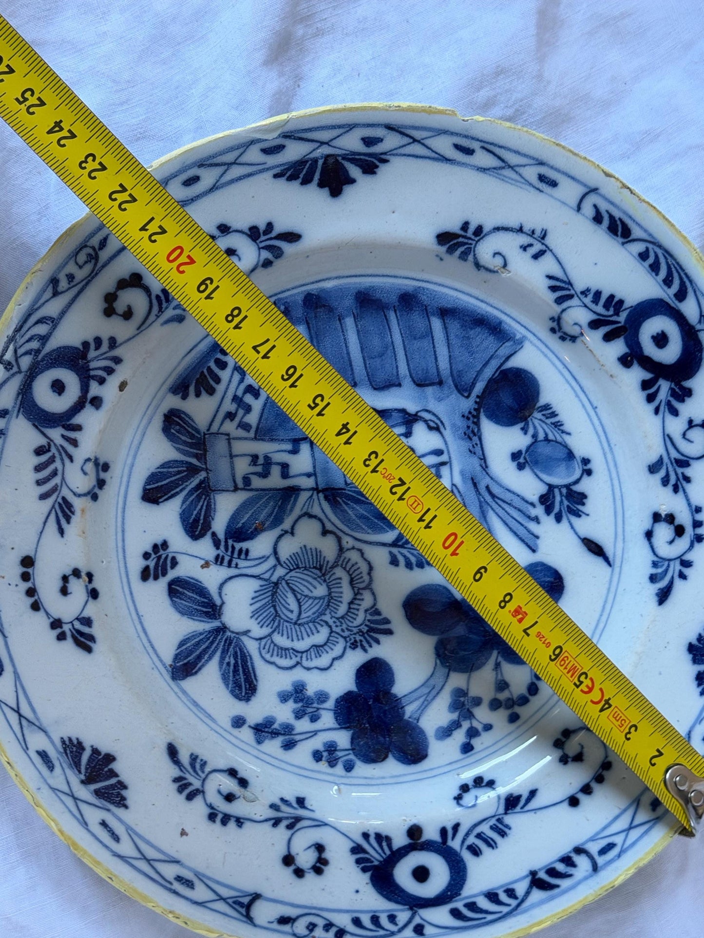 Antique Delft Plates, 18th Century Dutch flower decor