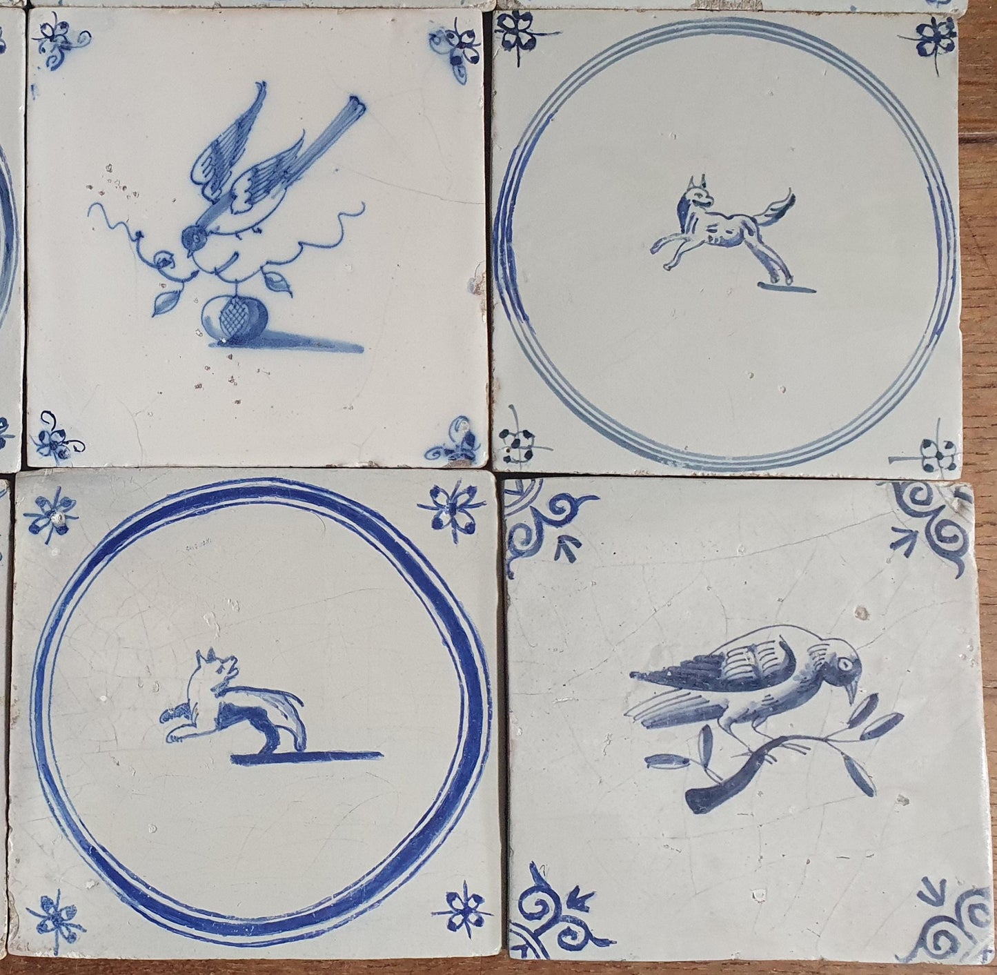 12 x Antique Delft Mix Tiles, 17th-19th  Century Dutch Wall Decor. tile